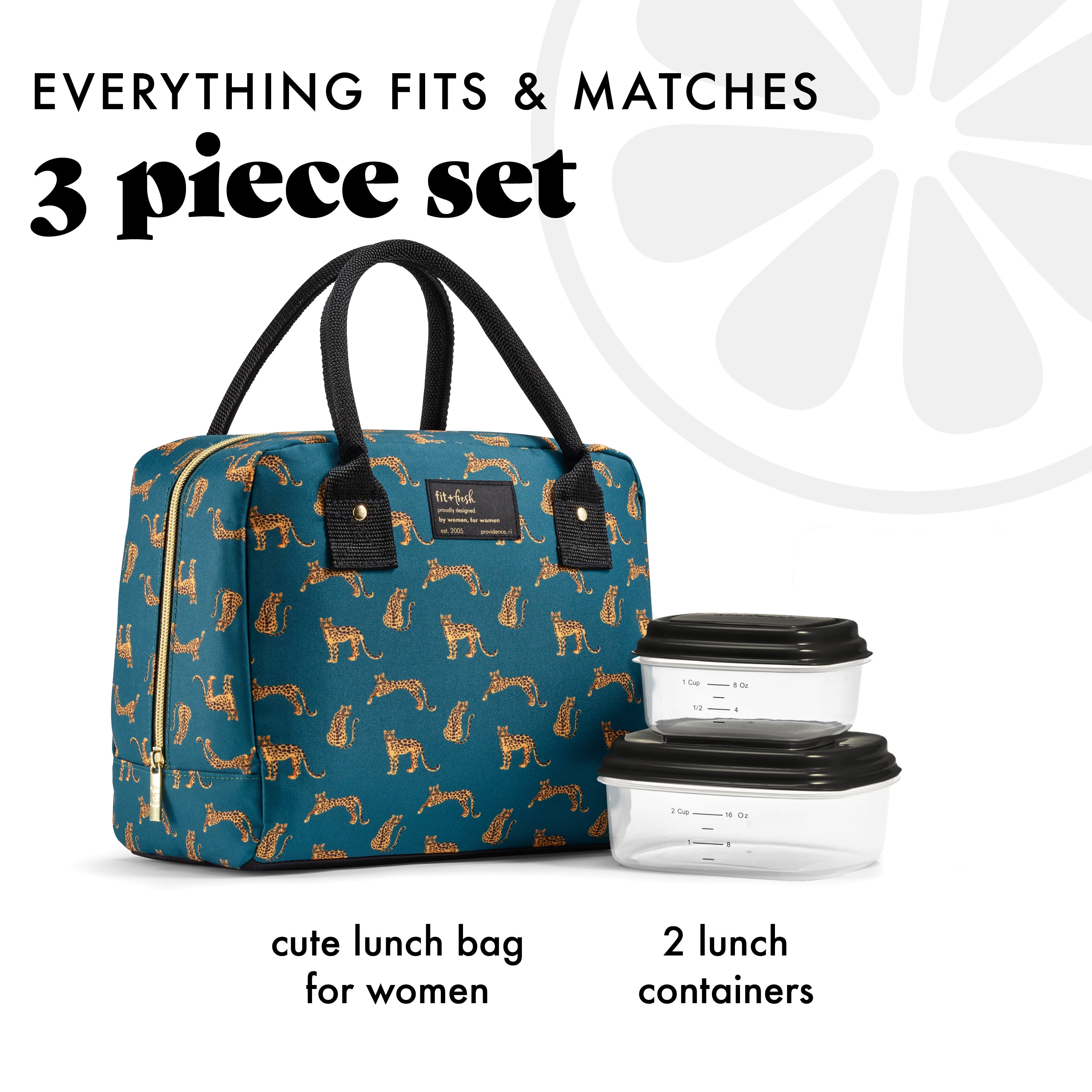 fit-fresh-bloomington-lunch-bag-with-lunch-kit-cheetah-pack-insulated-10-x-6-x-8 image 2