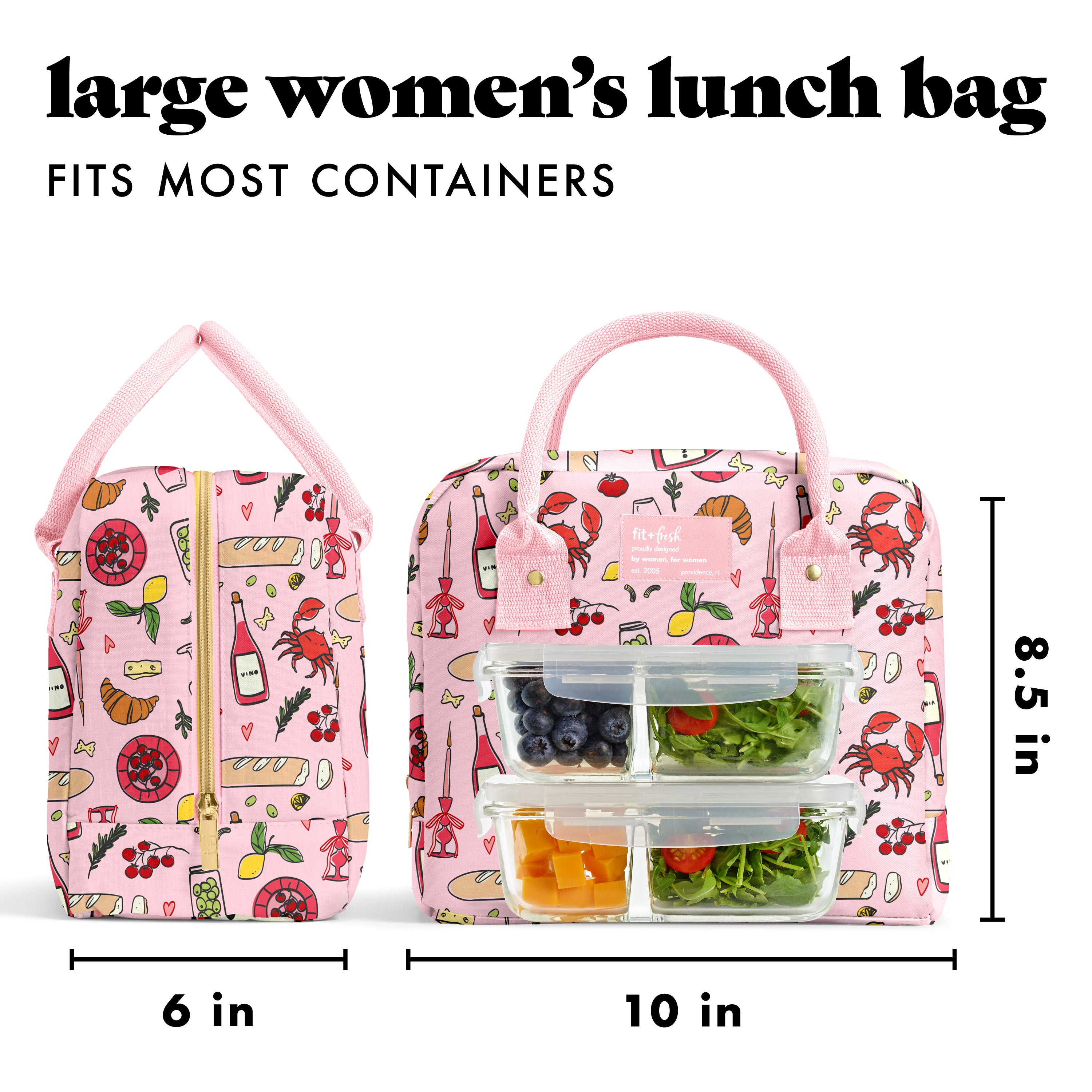 fit-fresh-bloomington-lunch-bag-with-lunch-kit-pink-pasta-dinner image 3