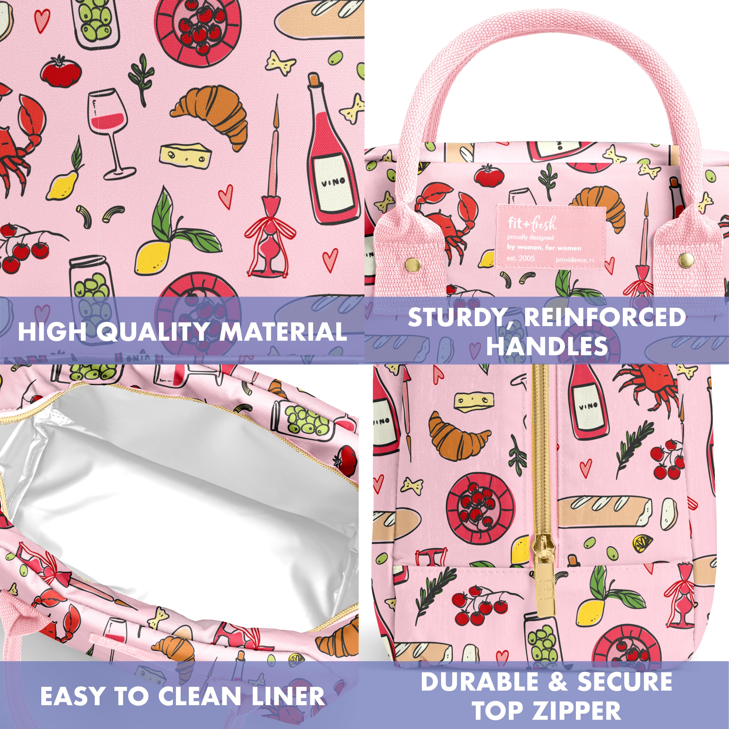 fit-fresh-bloomington-lunch-bag-with-lunch-kit-pink-pasta-dinner image 4