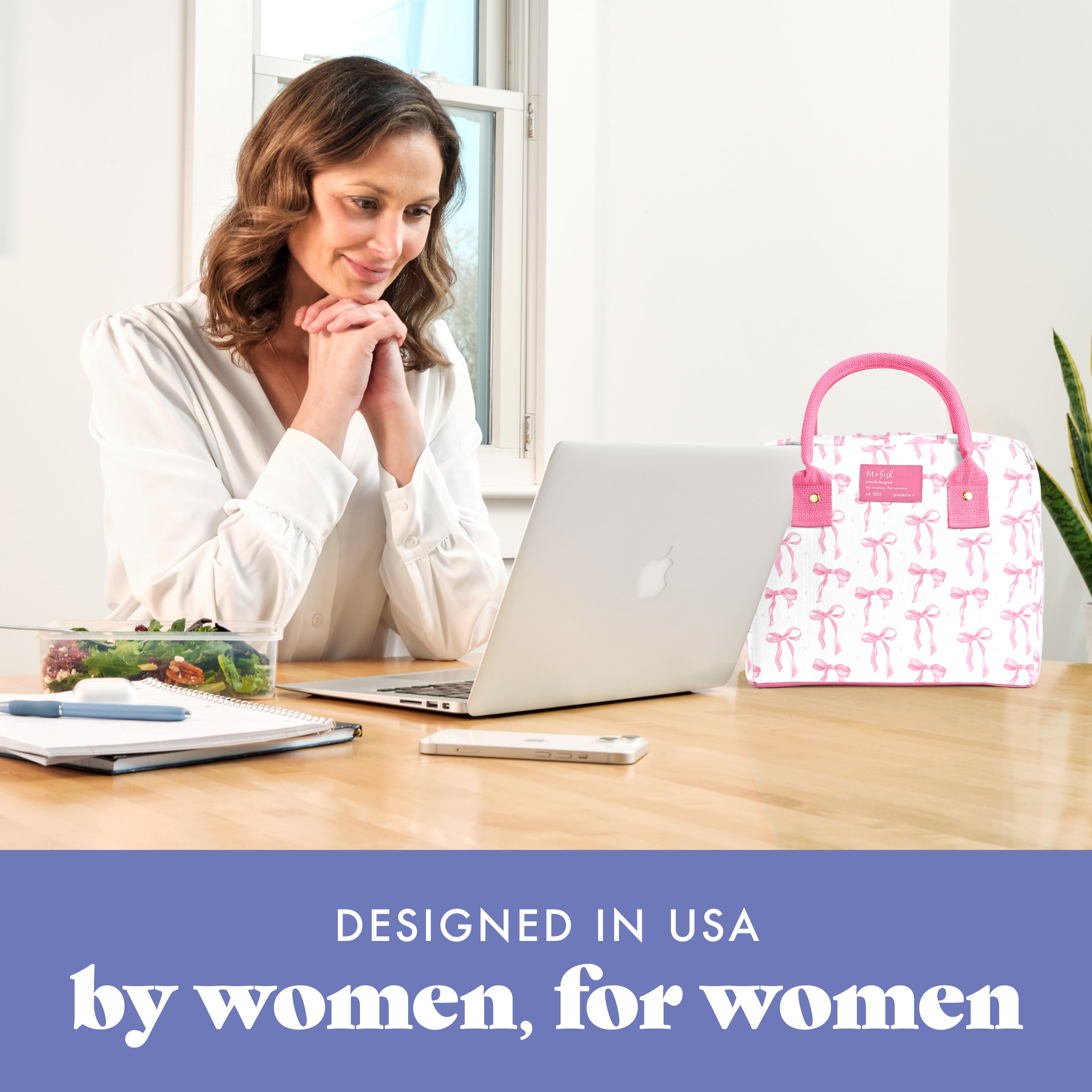 fit-fresh-bloomington-lunch-bag-with-lunch-kit-pink-satin-bows-roomy-10-x-6-x-8- image 6