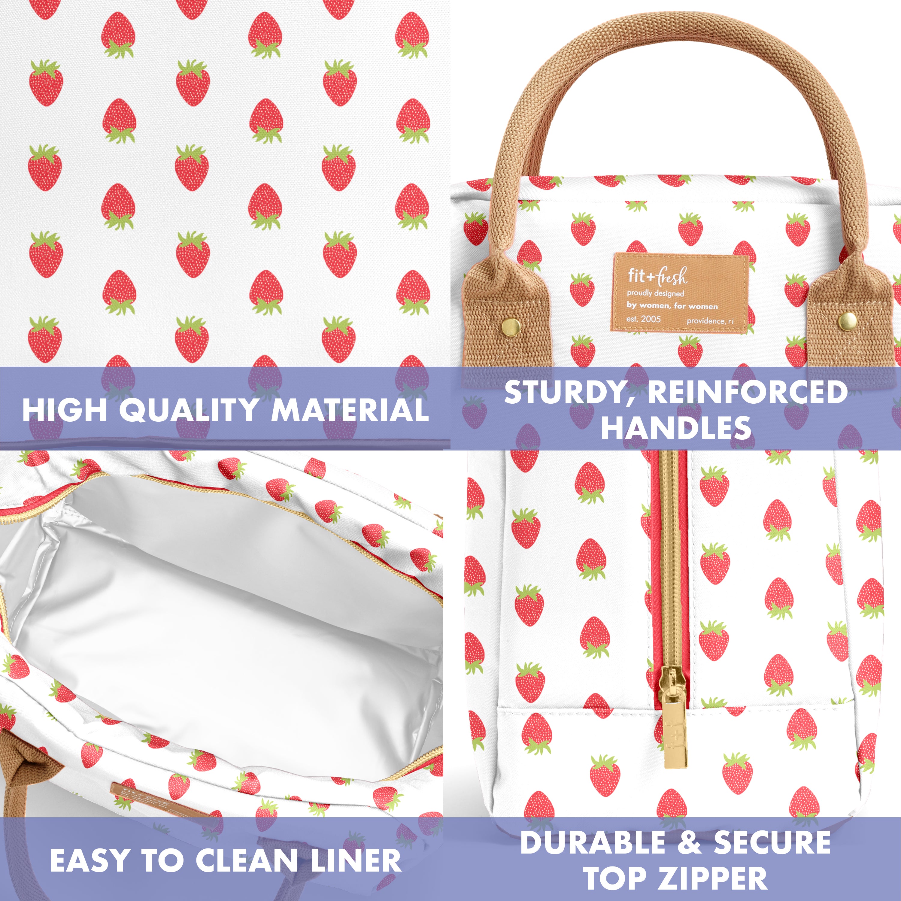 fit-fresh-bloomington-lunch-bag-with-lunch-kit-strawberries-10-x6-x8-5-insulated image 4