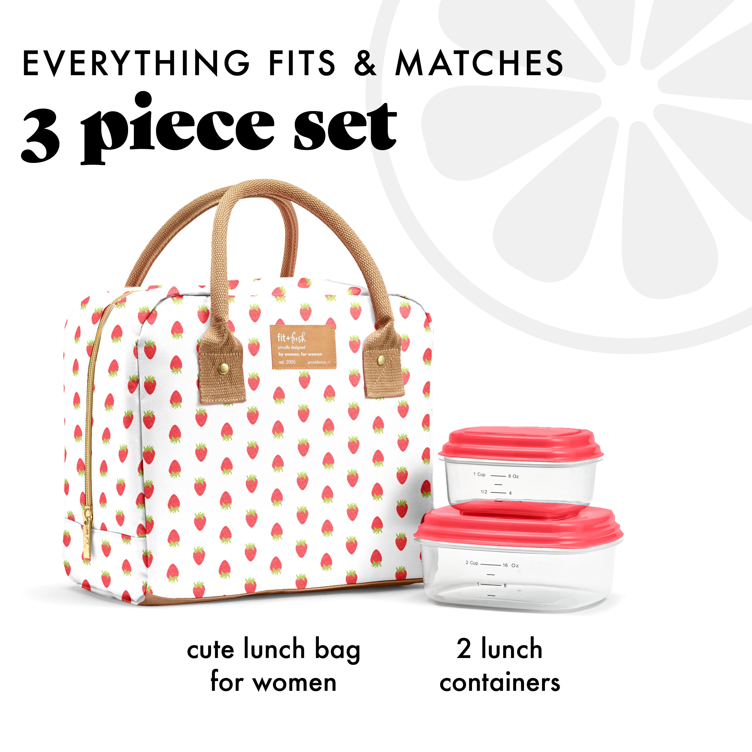 fit-fresh-bloomington-lunch-bag-with-lunch-kit-strawberries-10-x6-x8-5-insulated image 2