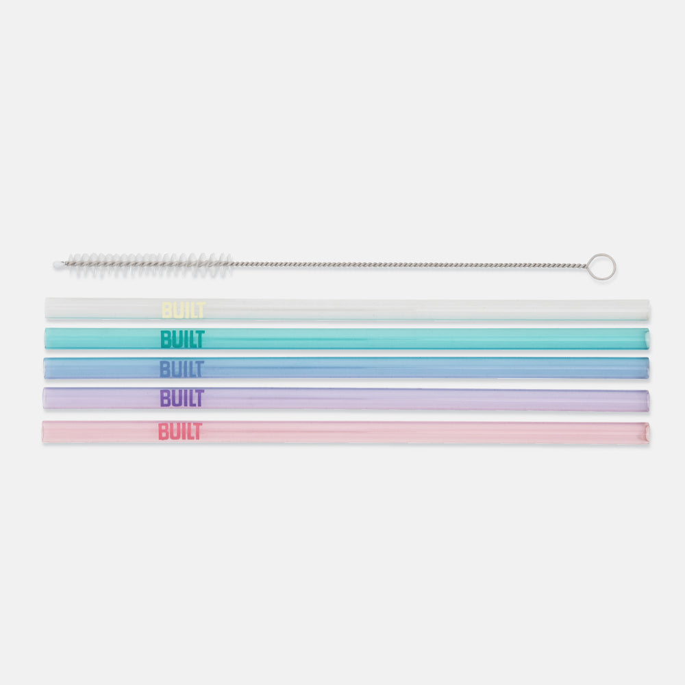 built-tritan-straw-set-with-cleaner-5-reusable-bpa-free-straws-and-cleaning-brus image 1