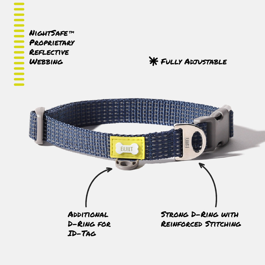 built-nightsafe-dog-collar-reflective-adjustable-collar-with-metal-d-ring-and-id image 8