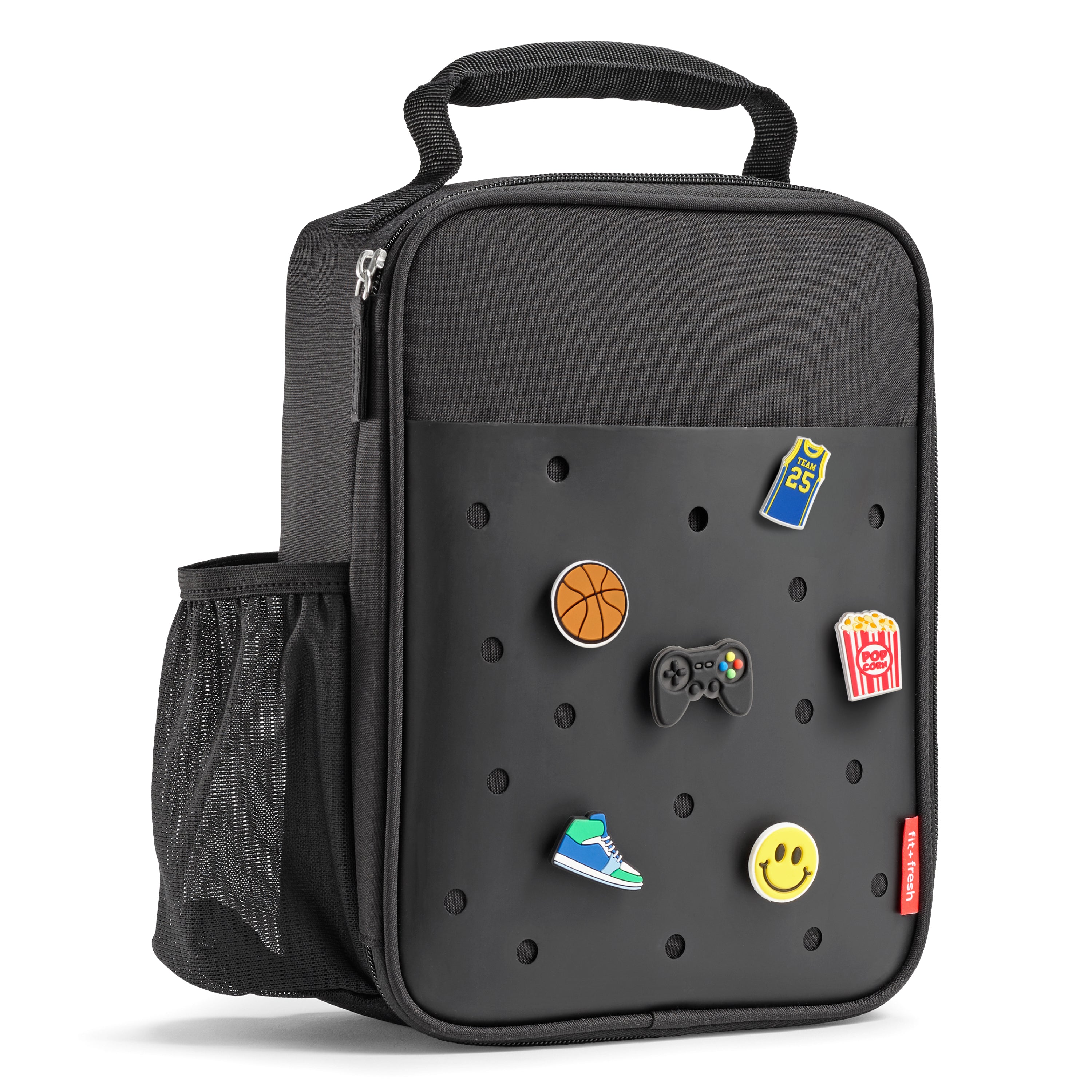 fit-fresh-charm-kids-lunch-bag-with-6-charms-black-22-slot-customizable-charm-lu image 1
