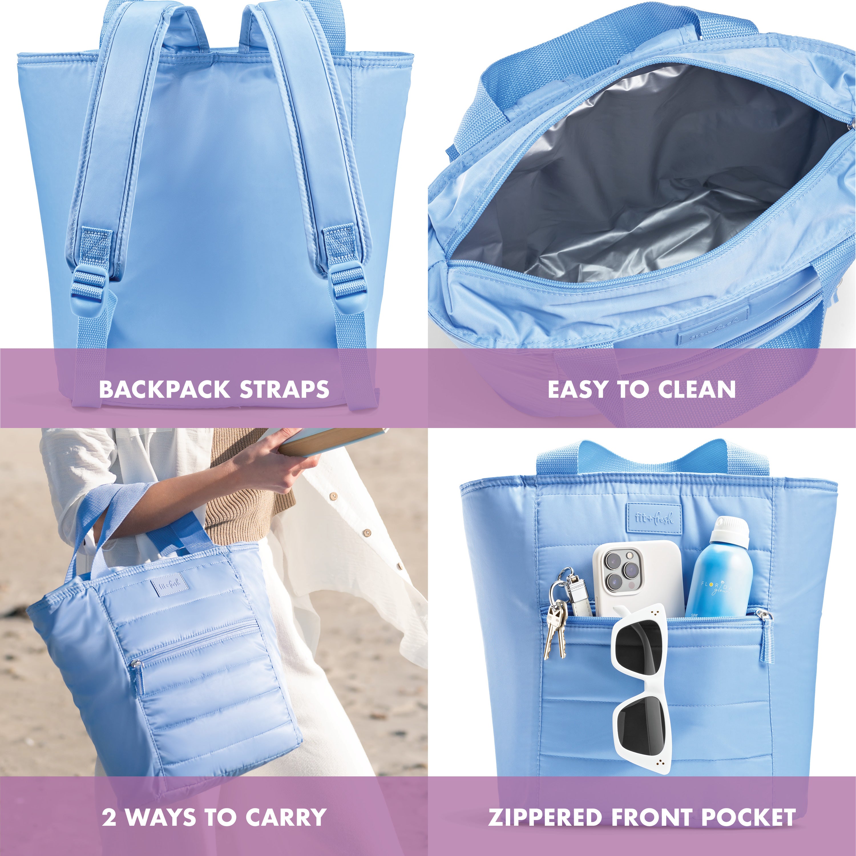 fit-fresh-mari-12-can-backpack-cooler-tote-cornflower image 5