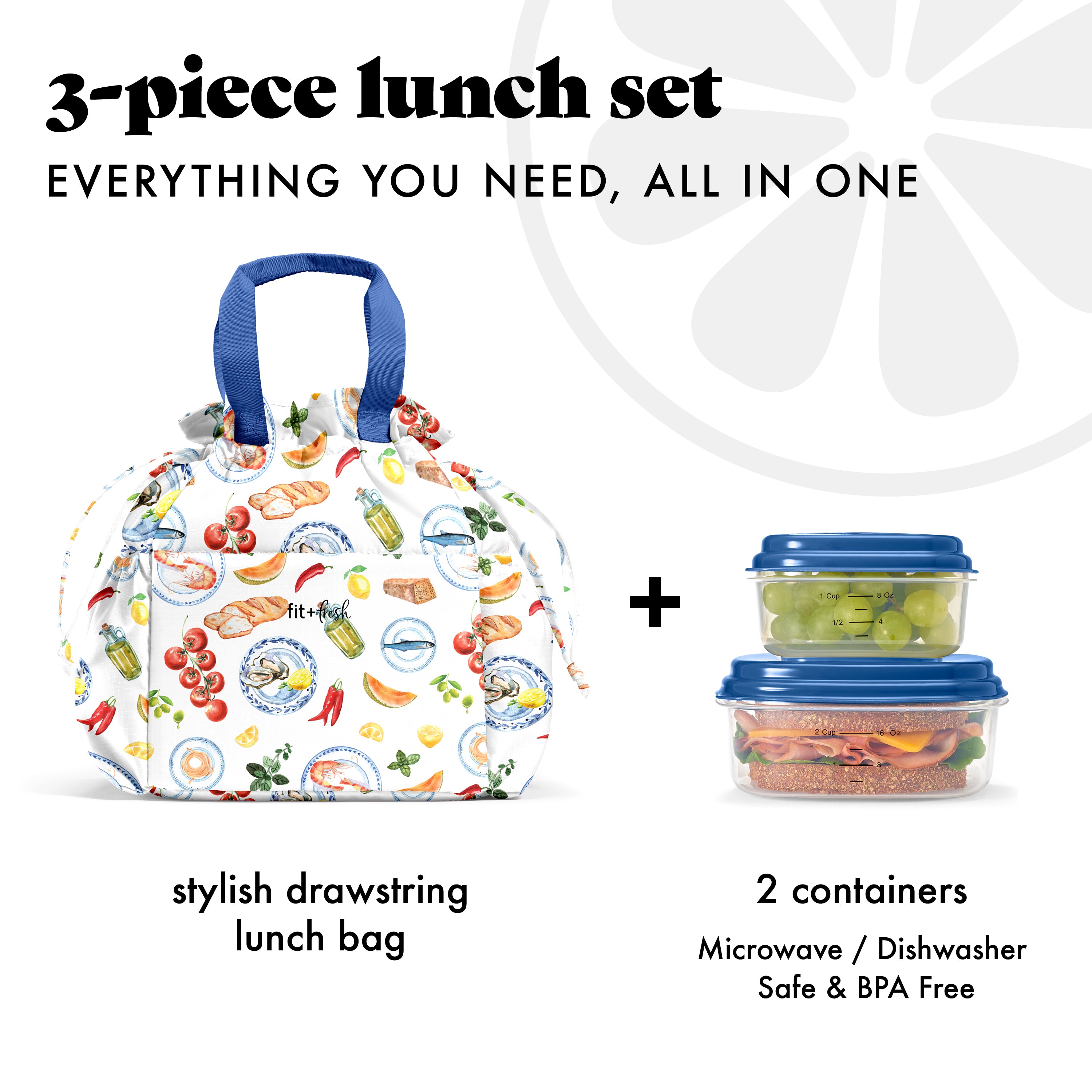 fit-fresh-cromwell-cinch-lunch-tote-with-lunch-kit-al-fresco-10-x-6-5-x-11-draws image 2
