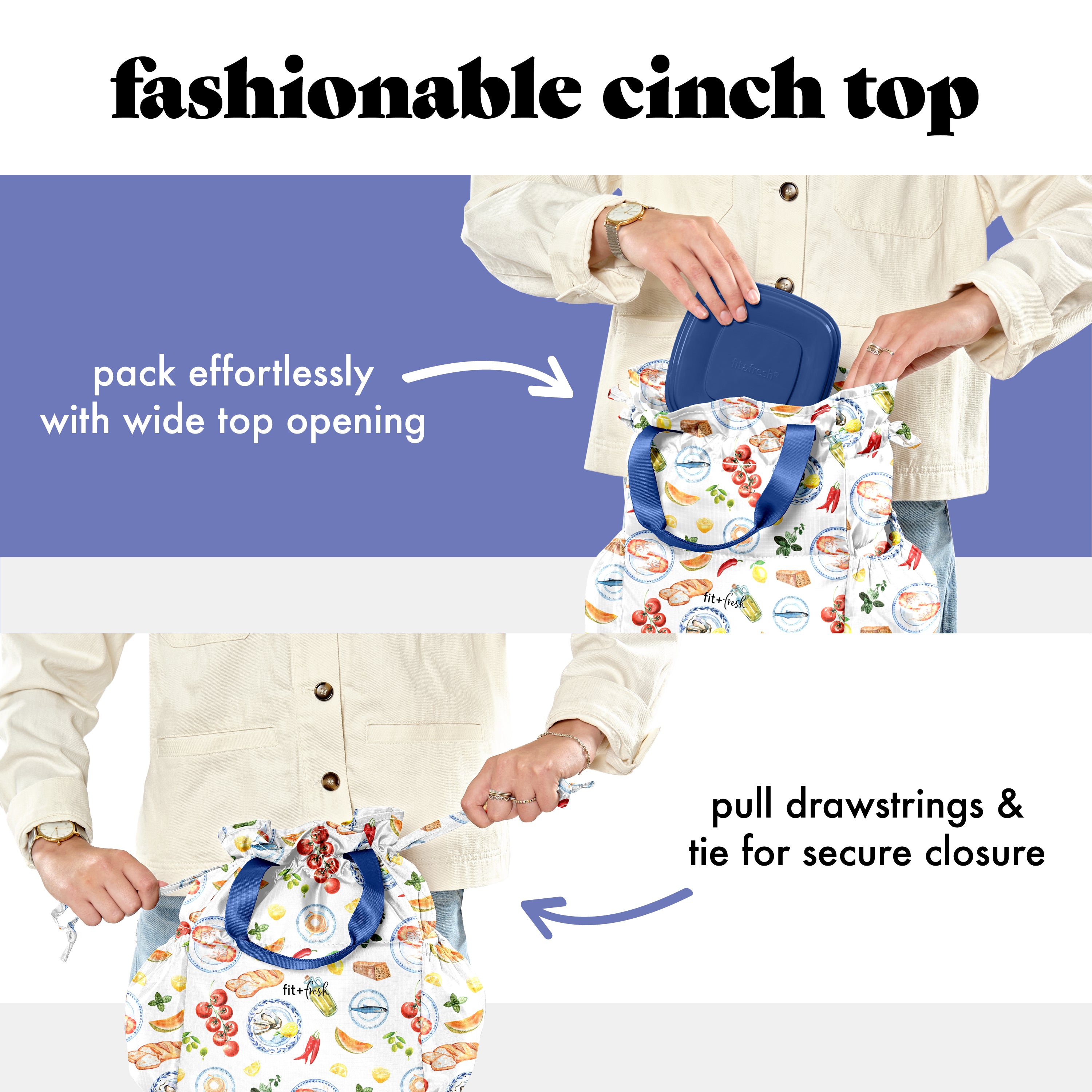 fit-fresh-cromwell-cinch-lunch-tote-with-lunch-kit-al-fresco-10-x-6-5-x-11-draws image 3