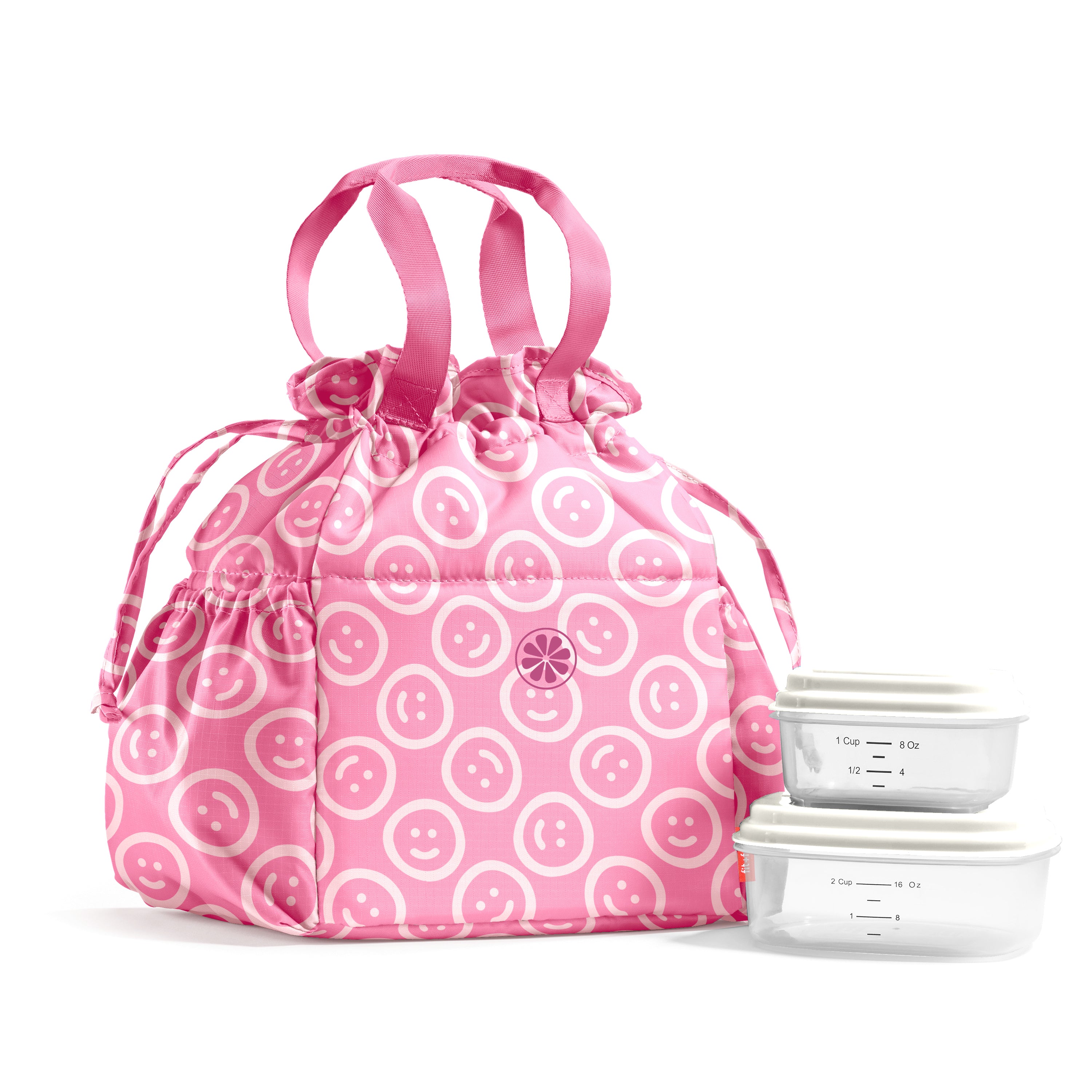 fit-fresh-cromwell-cinch-lunch-tote-with-lunch-kit-fuchsia-pink-smiles-drawstrin image 1
