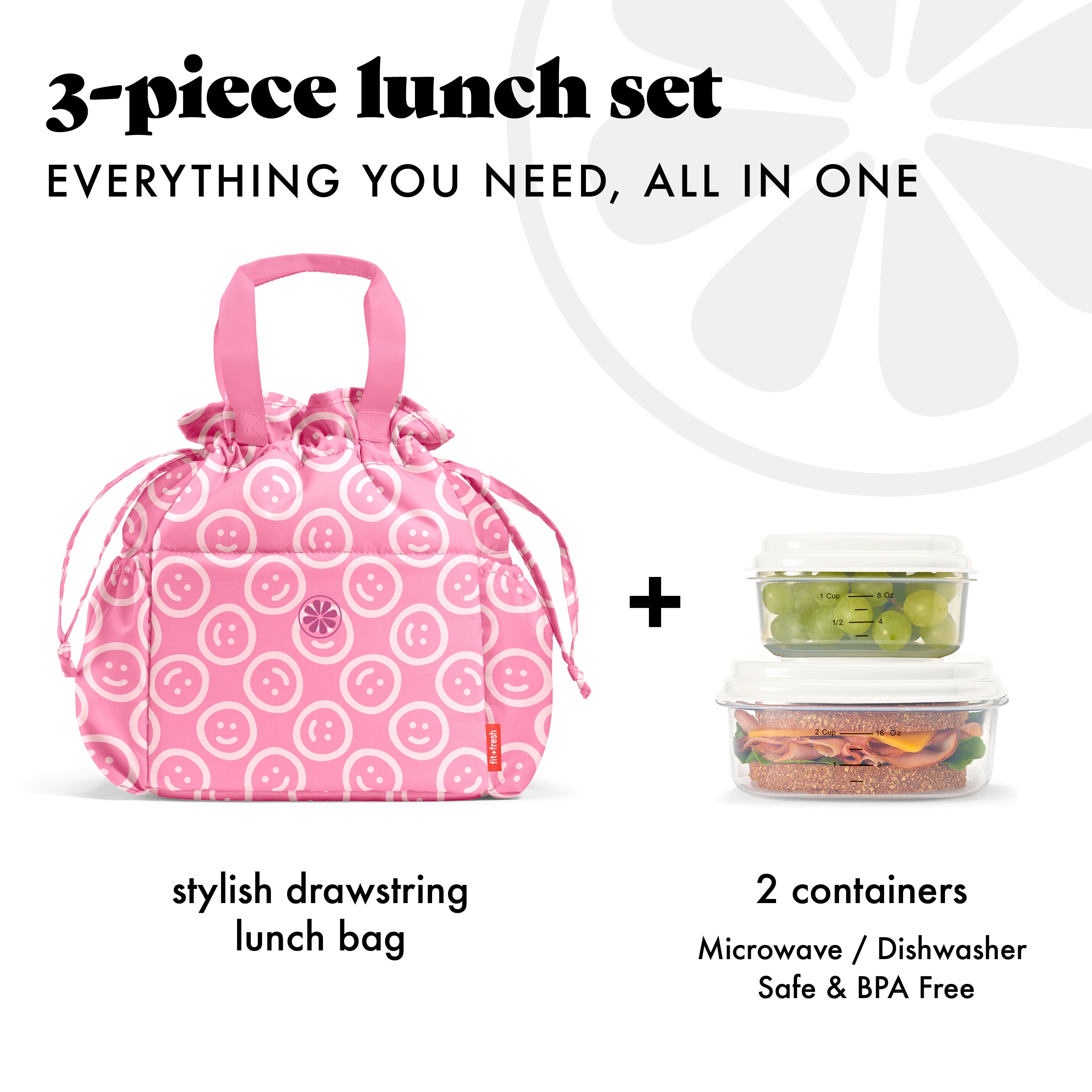fit-fresh-cromwell-cinch-lunch-tote-with-lunch-kit-fuchsia-pink-smiles-drawstrin image 2