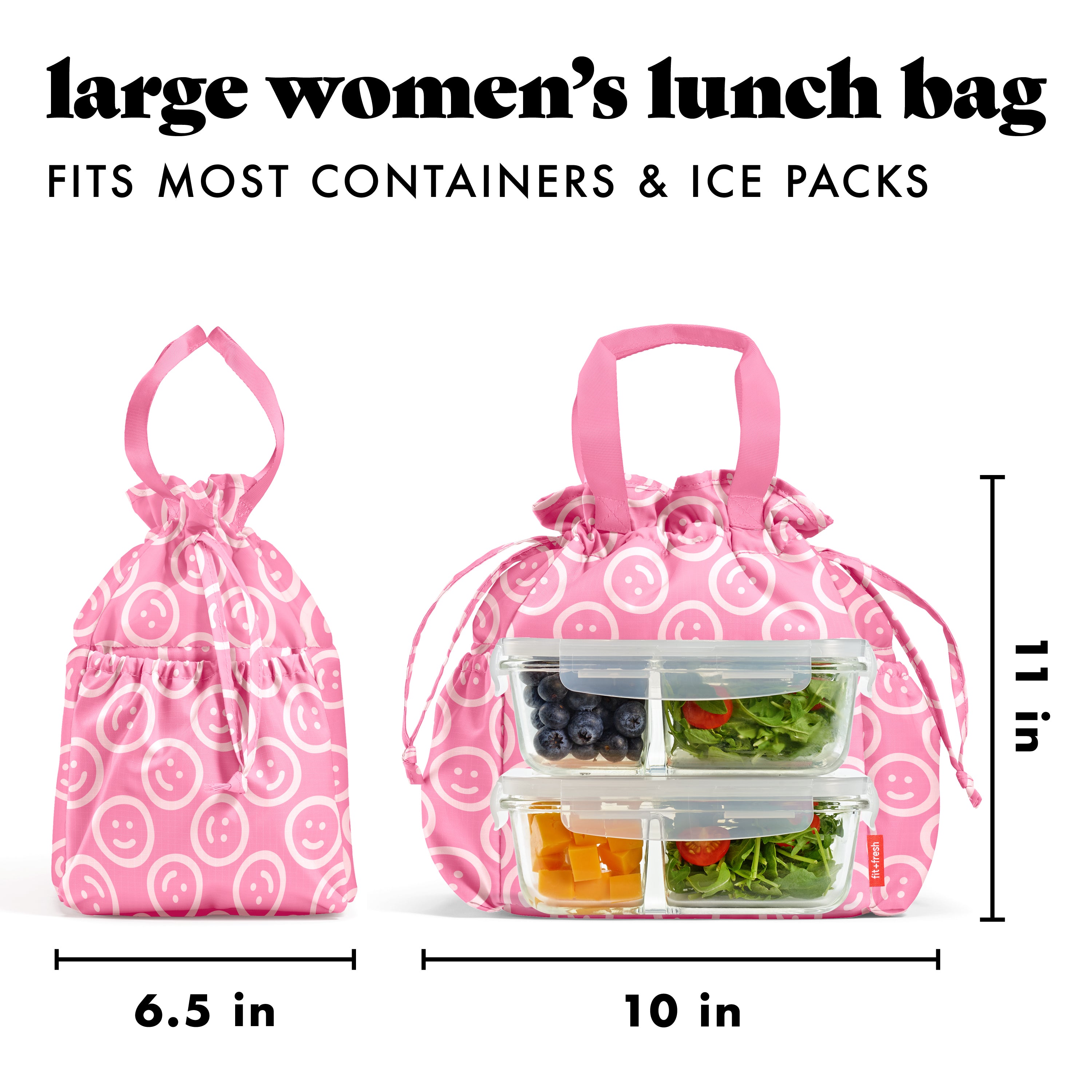 fit-fresh-cromwell-cinch-lunch-tote-with-lunch-kit-fuchsia-pink-smiles-drawstrin image 8