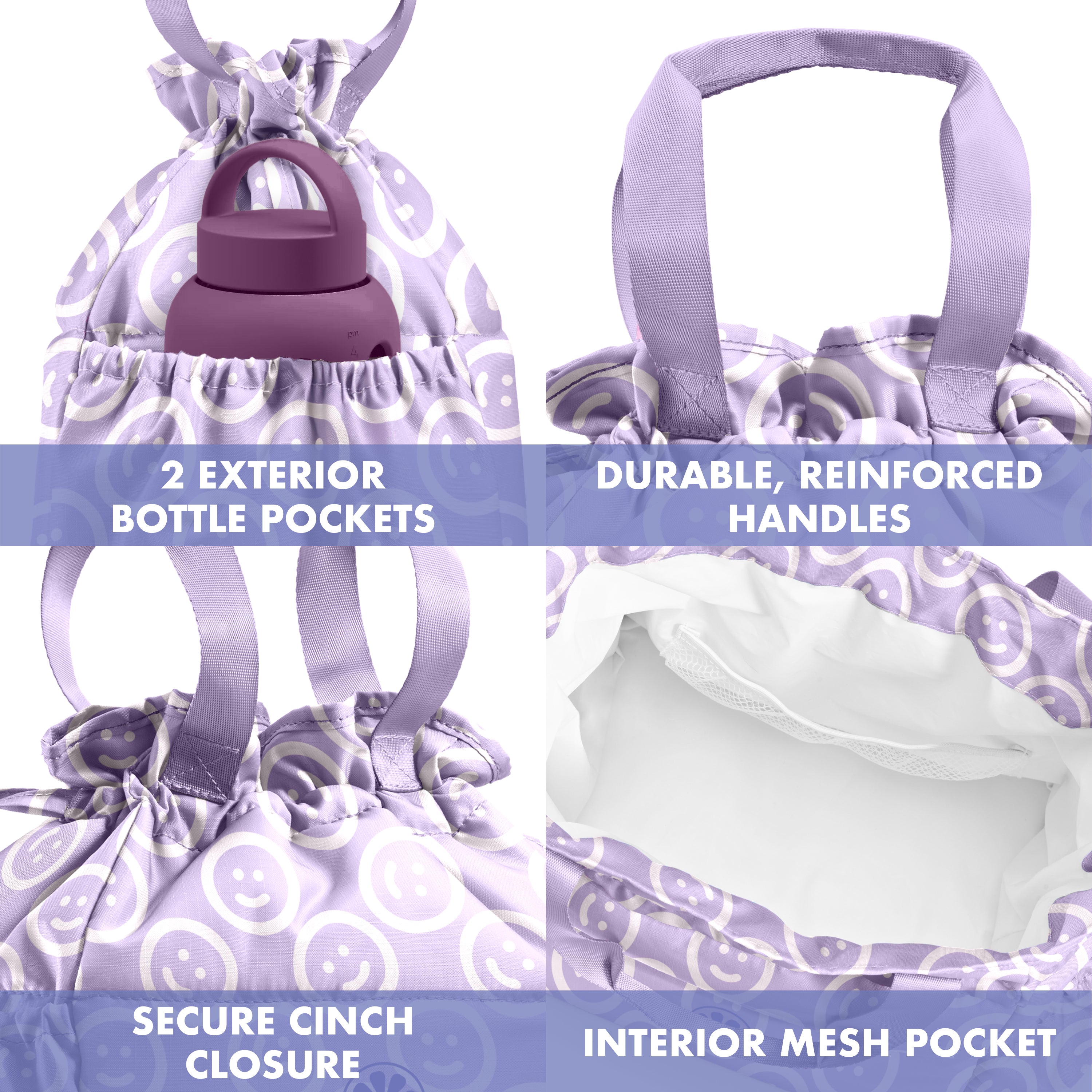 fit-fresh-cromwell-cinch-lunch-tote-with-lunch-kit-lavender-smiles-drawstring-in image 6