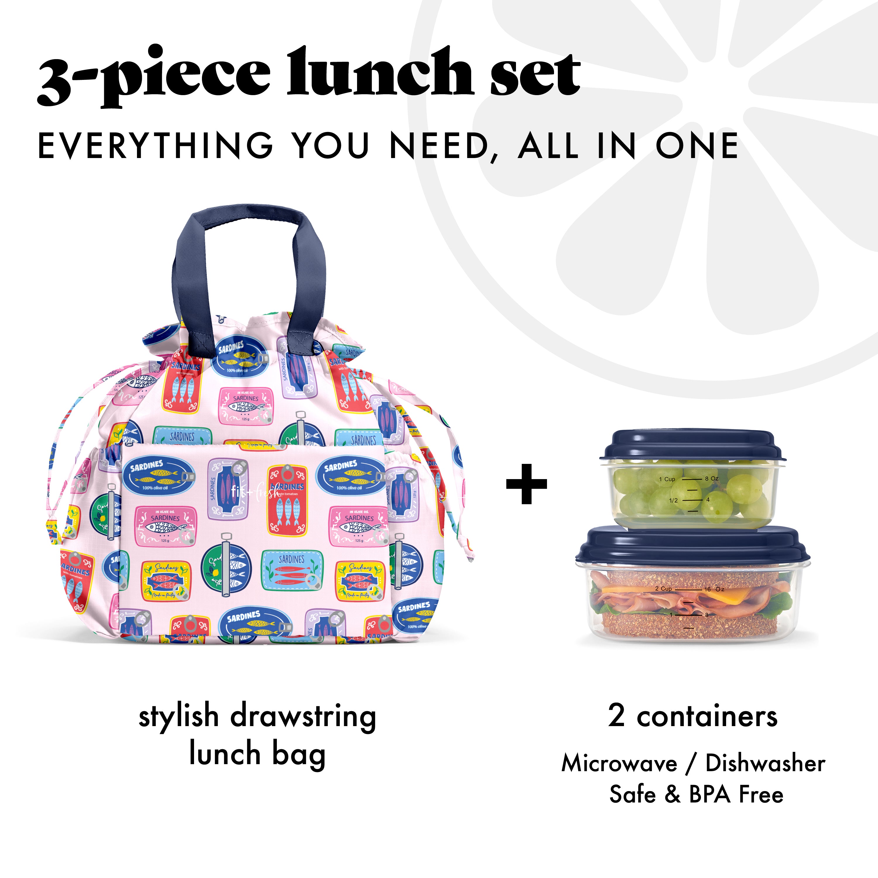 fit-fresh-cromwell-cinch-lunch-tote-with-lunch-kit-assorted-sardine-cans-drawstr image 2