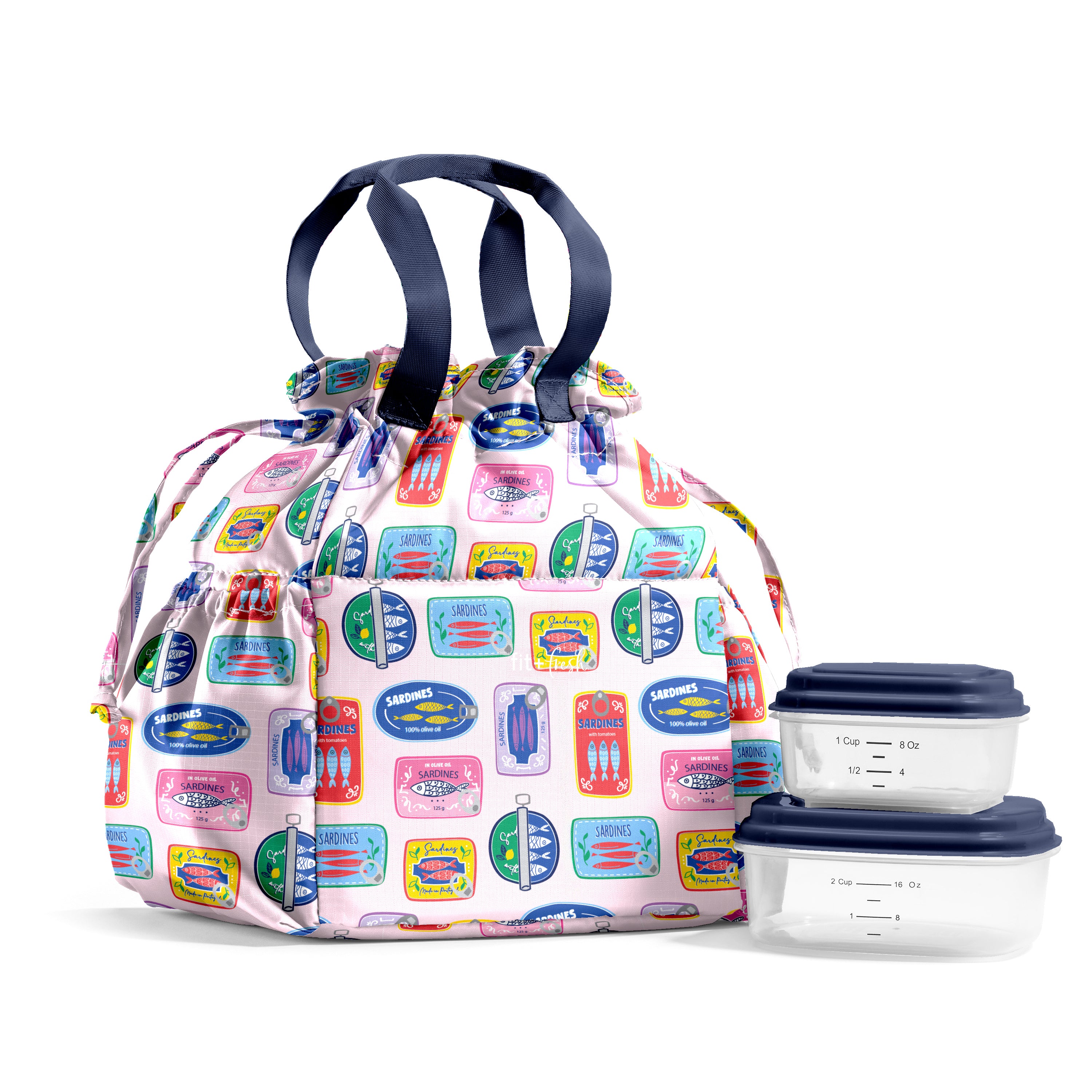 fit-fresh-cromwell-cinch-lunch-tote-with-lunch-kit-assorted-sardine-cans-drawstr image 1