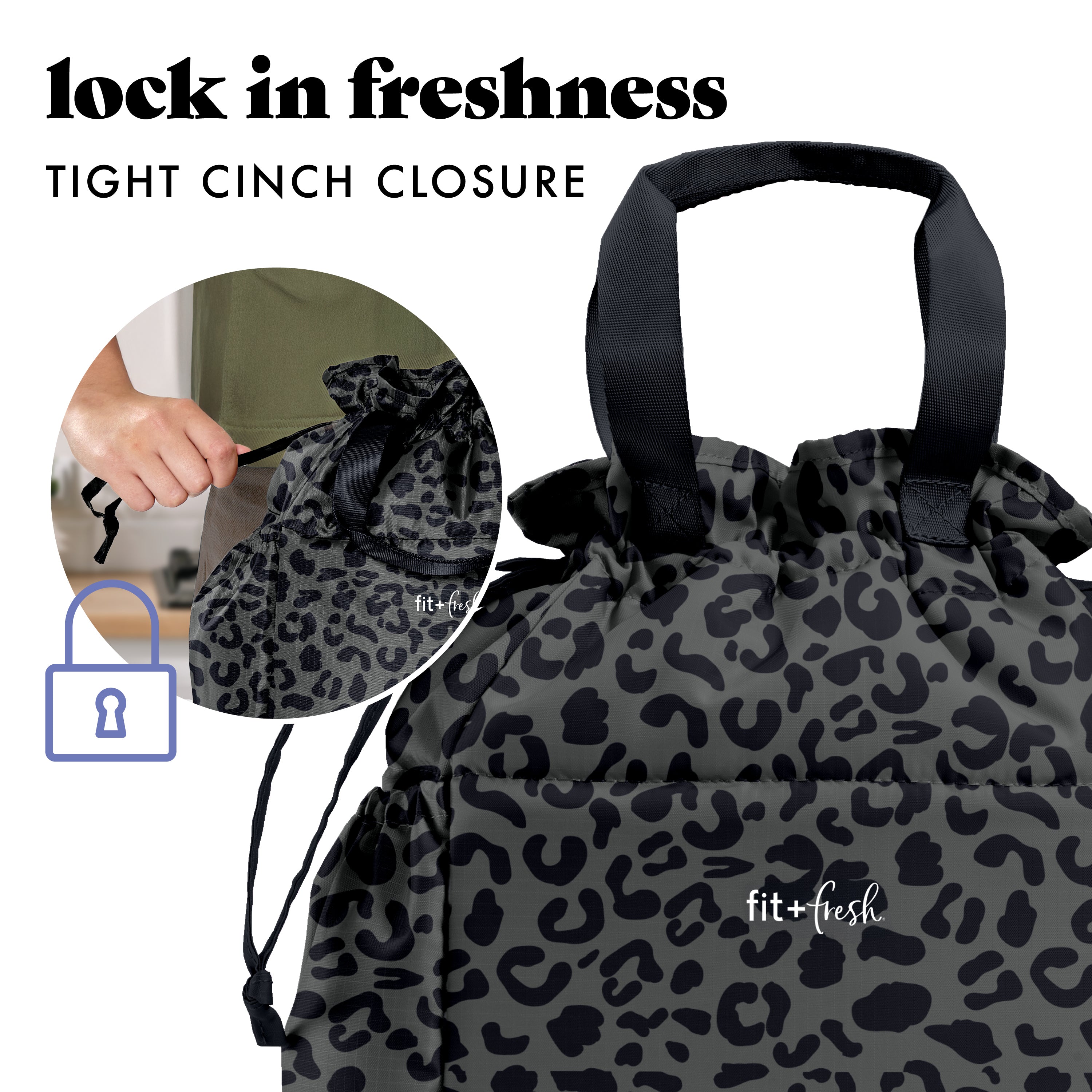 fit-fresh-cromwell-cinch-lunch-tote-with-lunch-kit-charcoal-cheetah-drawstring-i image 4