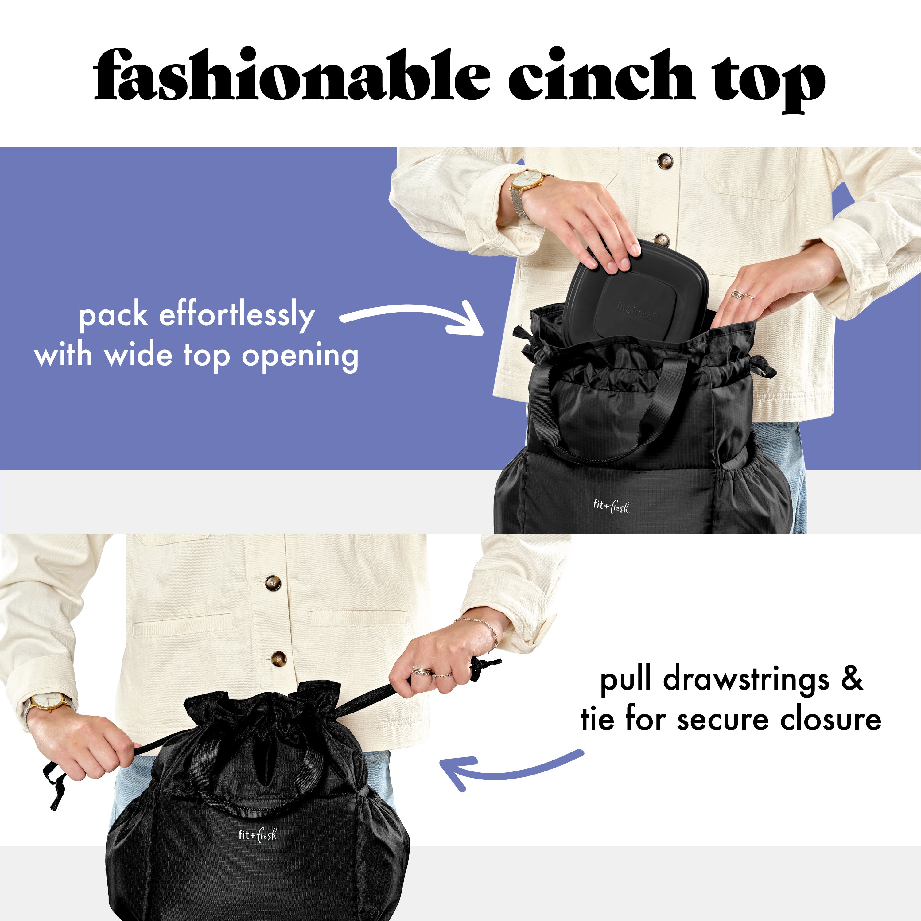 fit-fresh-cromwell-cinch-lunch-tote-with-lunch-kit-black image 3