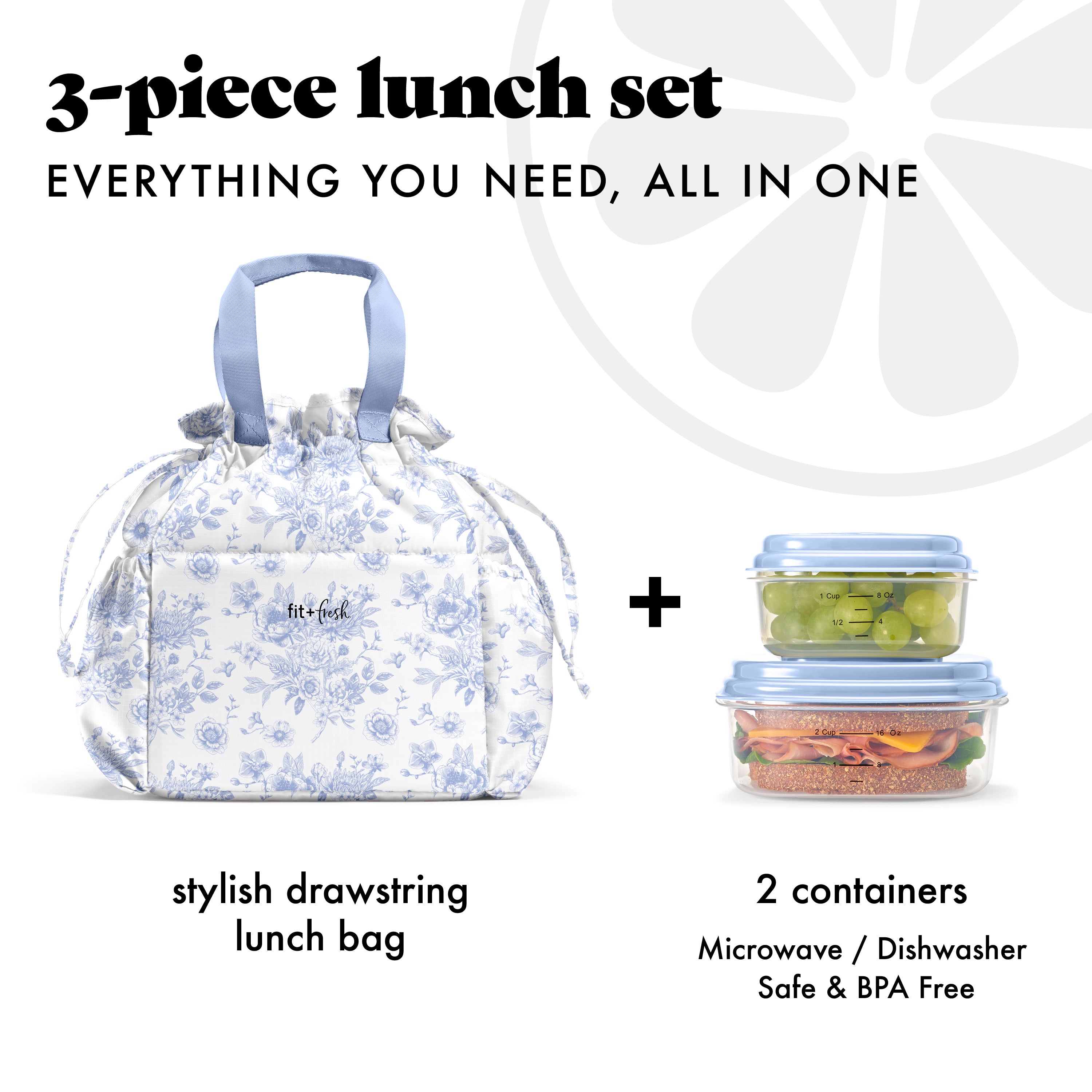 fit-fresh-cromwell-cinch-lunch-tote-with-lunch-kit-cornflower-floral-toile-draws image 2