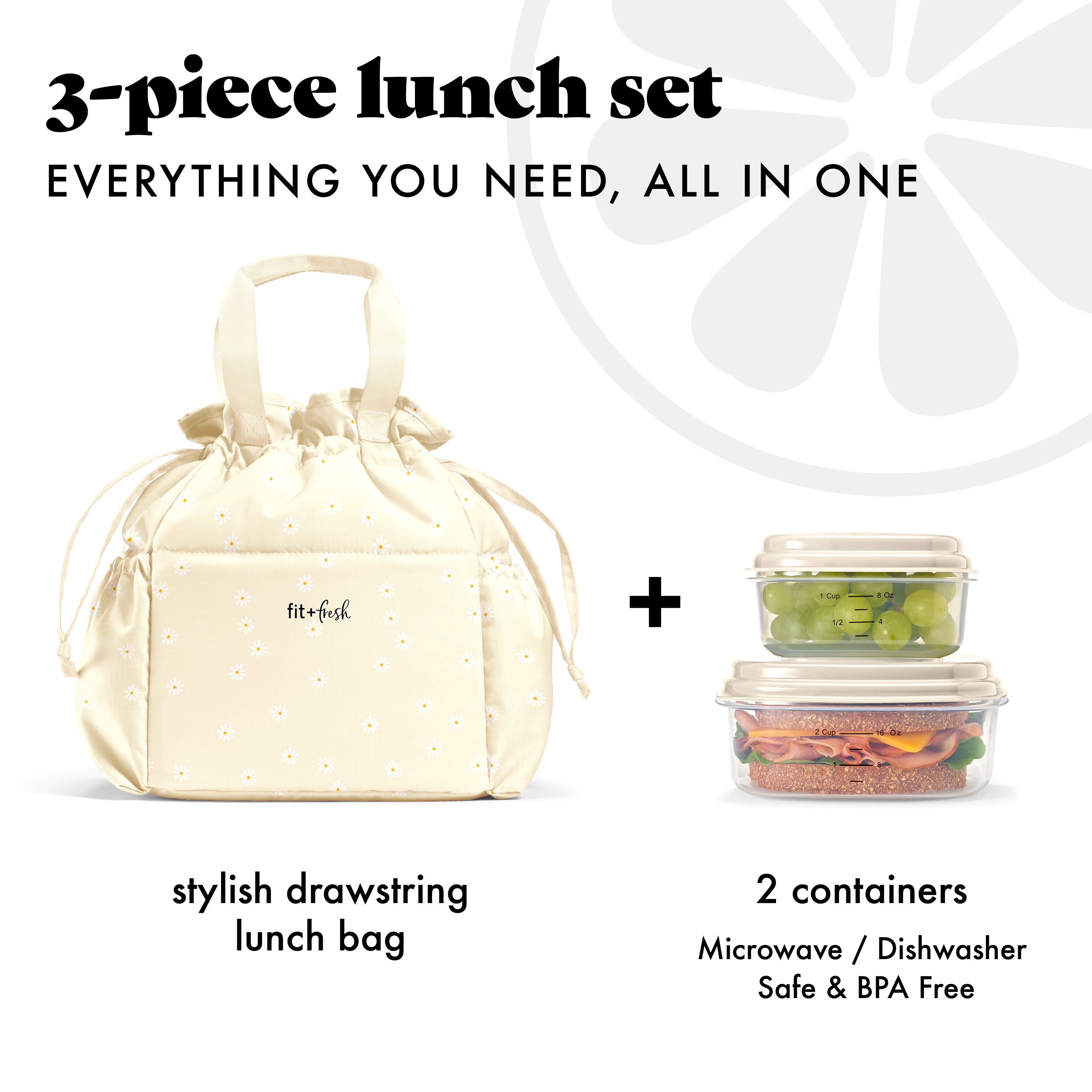 fit-fresh-cromwell-cinch-lunch-tote-with-lunch-kit-ivory-daisy-drawstring-10-x6- image 2