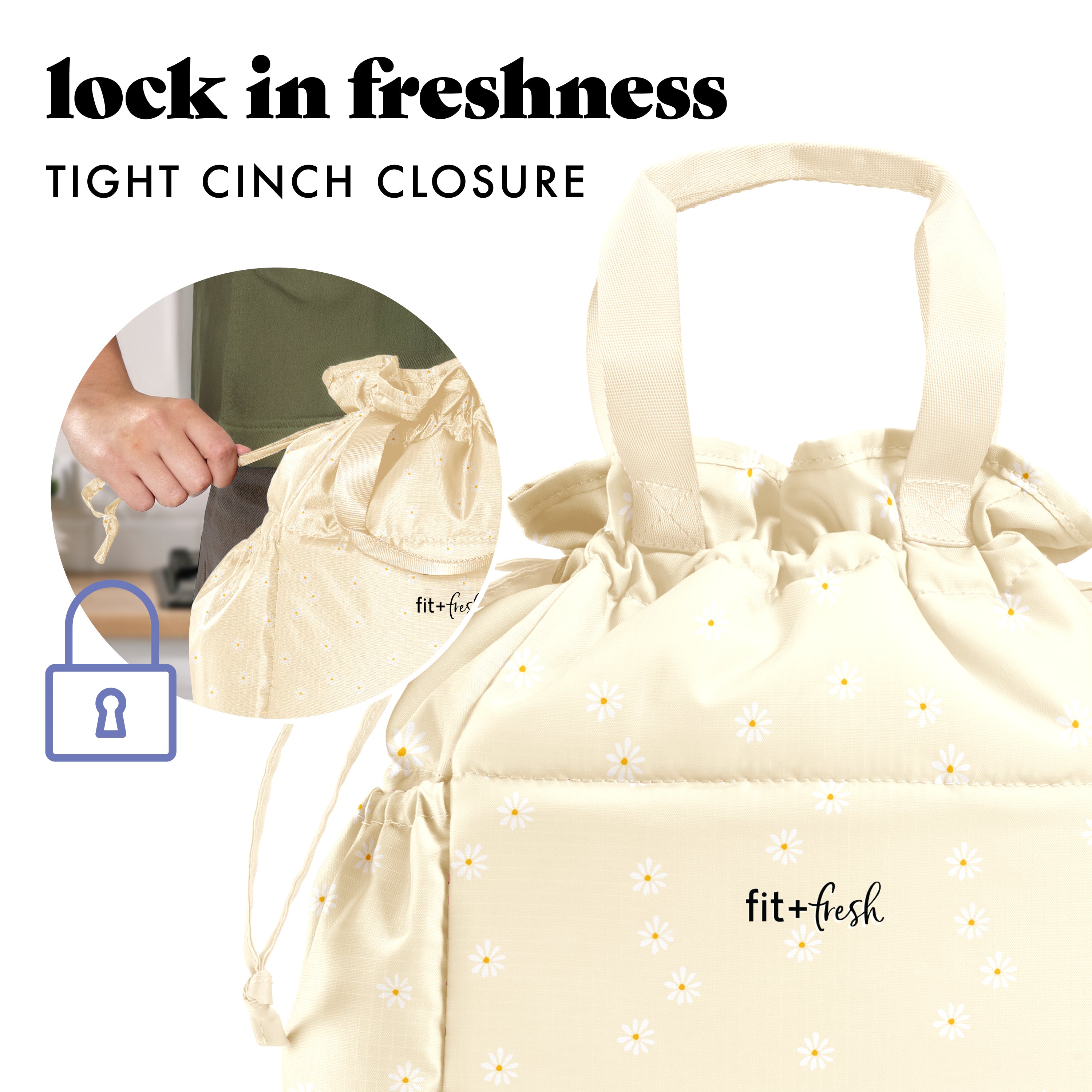 fit-fresh-cromwell-cinch-lunch-tote-with-lunch-kit-ivory-daisy-drawstring-10-x6- image 5