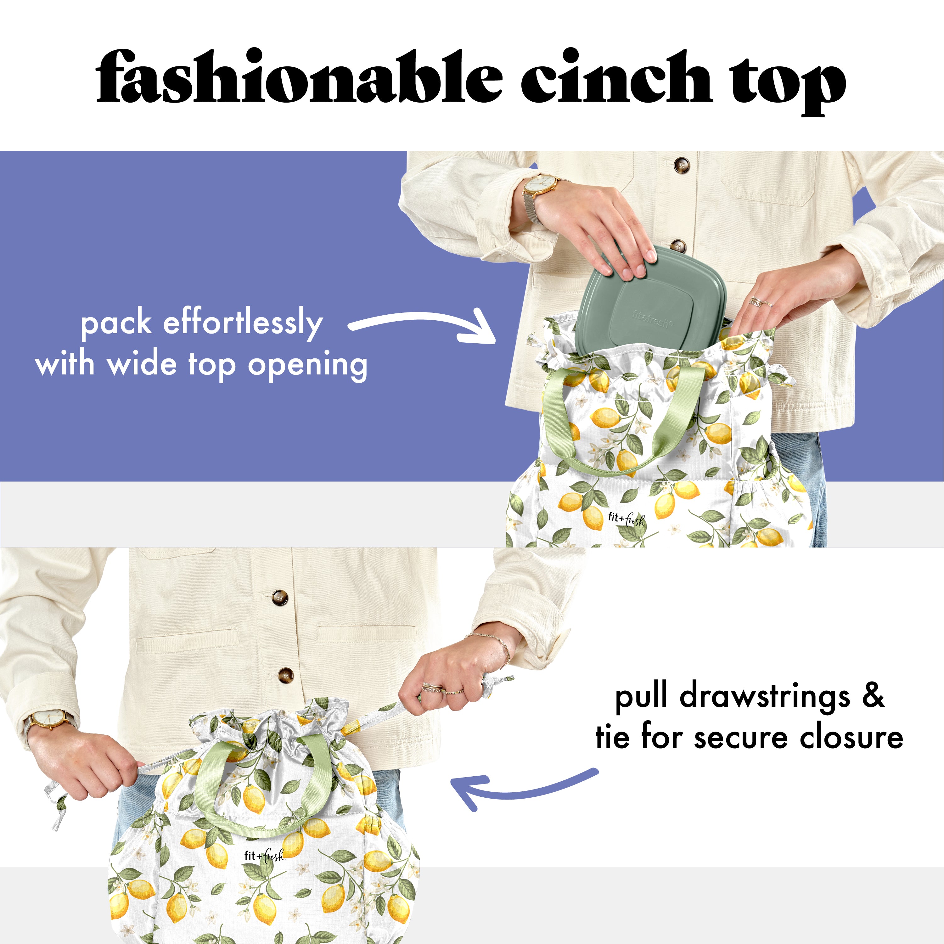fit-fresh-cromwell-cinch-lunch-tote-with-lunch-kit-lemons-drawstring-insulated-l image 3