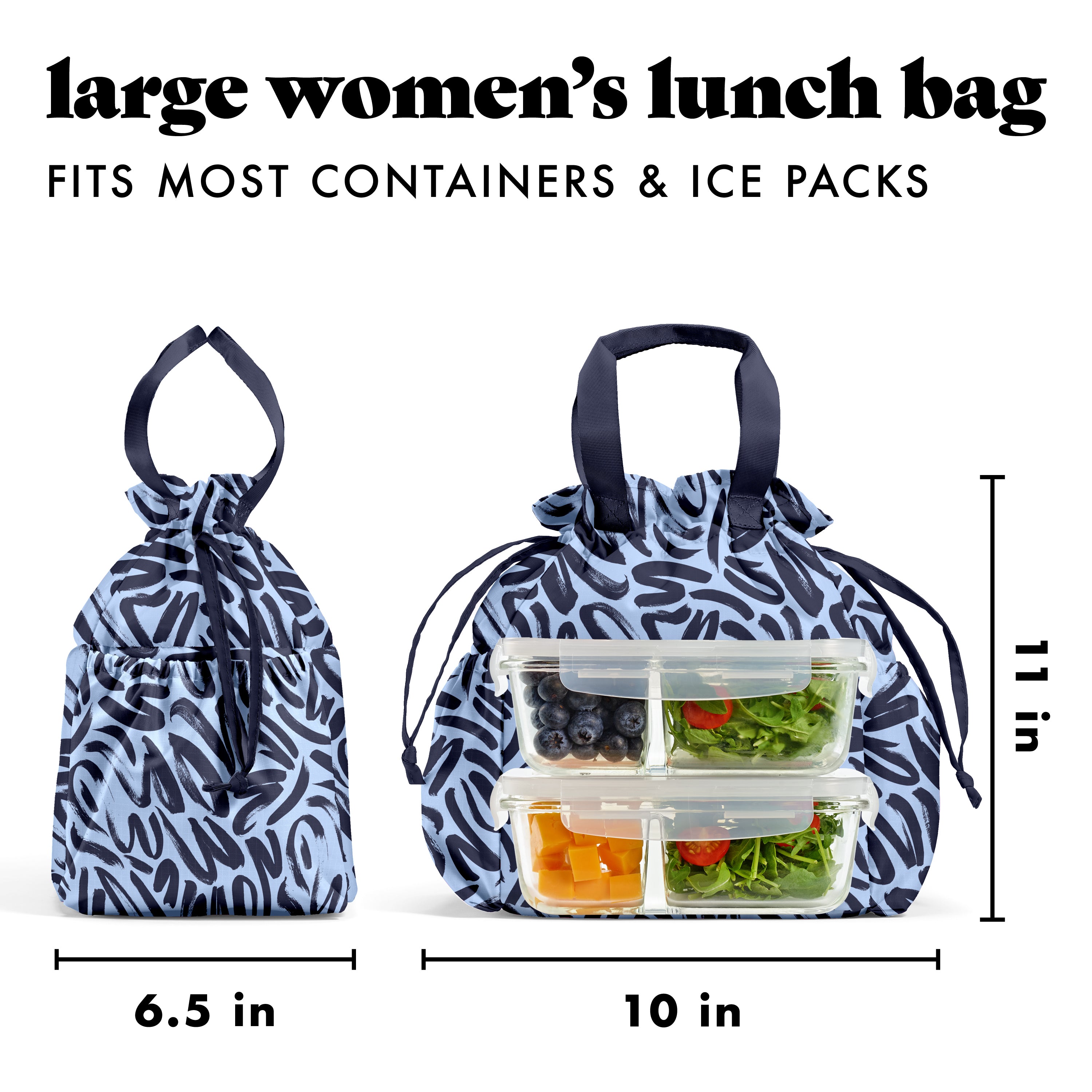 fit-fresh-cromwell-cinch-lunch-tote-with-lunch-kit-navy-brush-strokes-10-x-6-5-x image 7