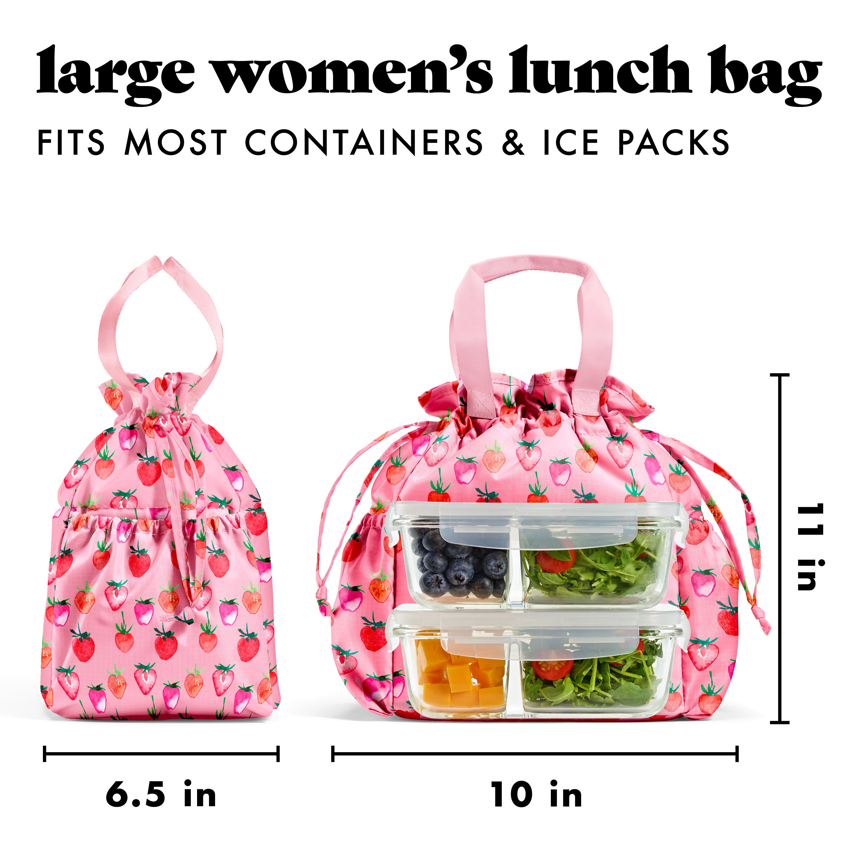 fit-fresh-cromwell-cinch-lunch-tote-with-lunch-kit-pink-strawberries-drawstring- image 8