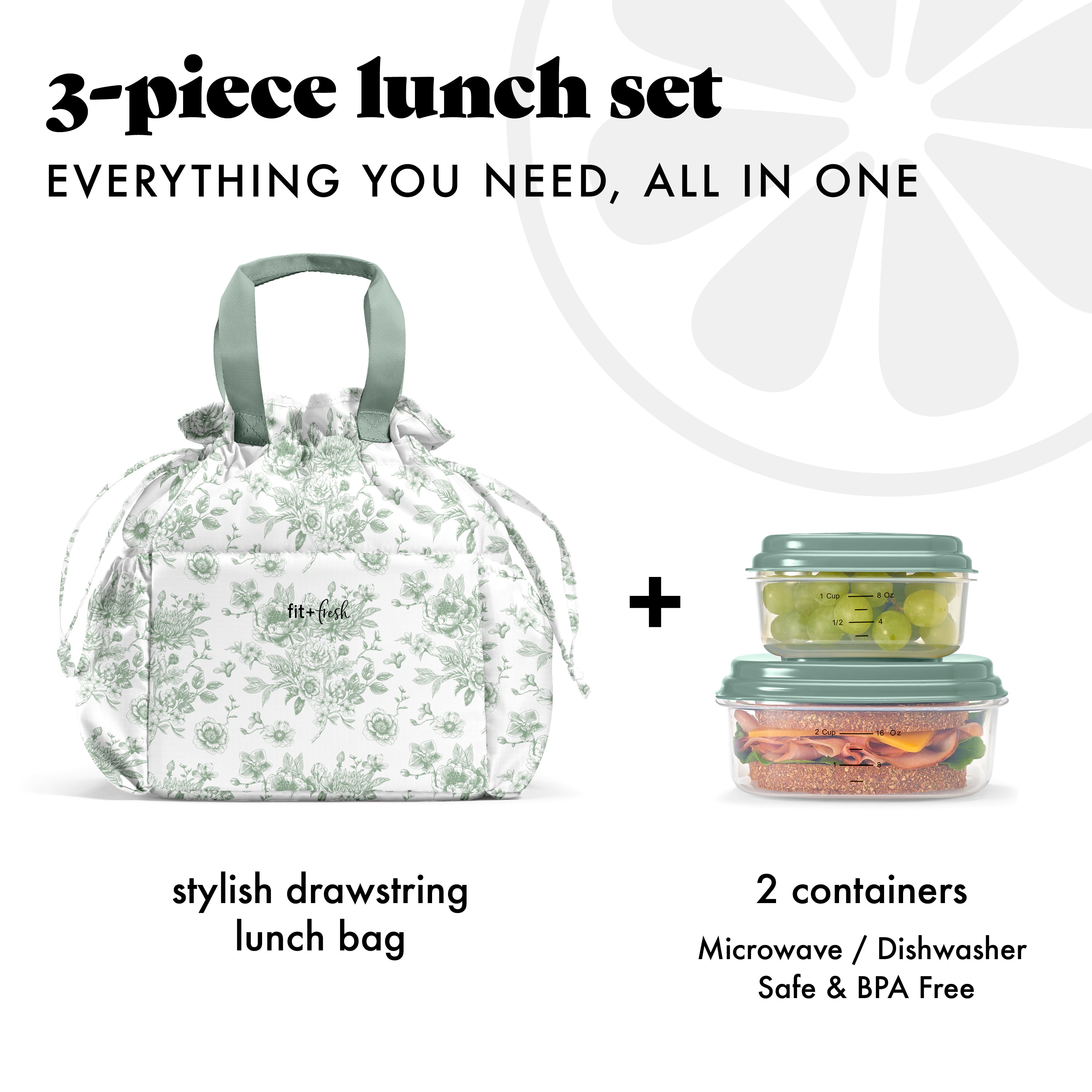 fit-fresh-cromwell-cinch-insulated-lunch-tote-with-lunch-kit-sage-floral-toile-d image 2