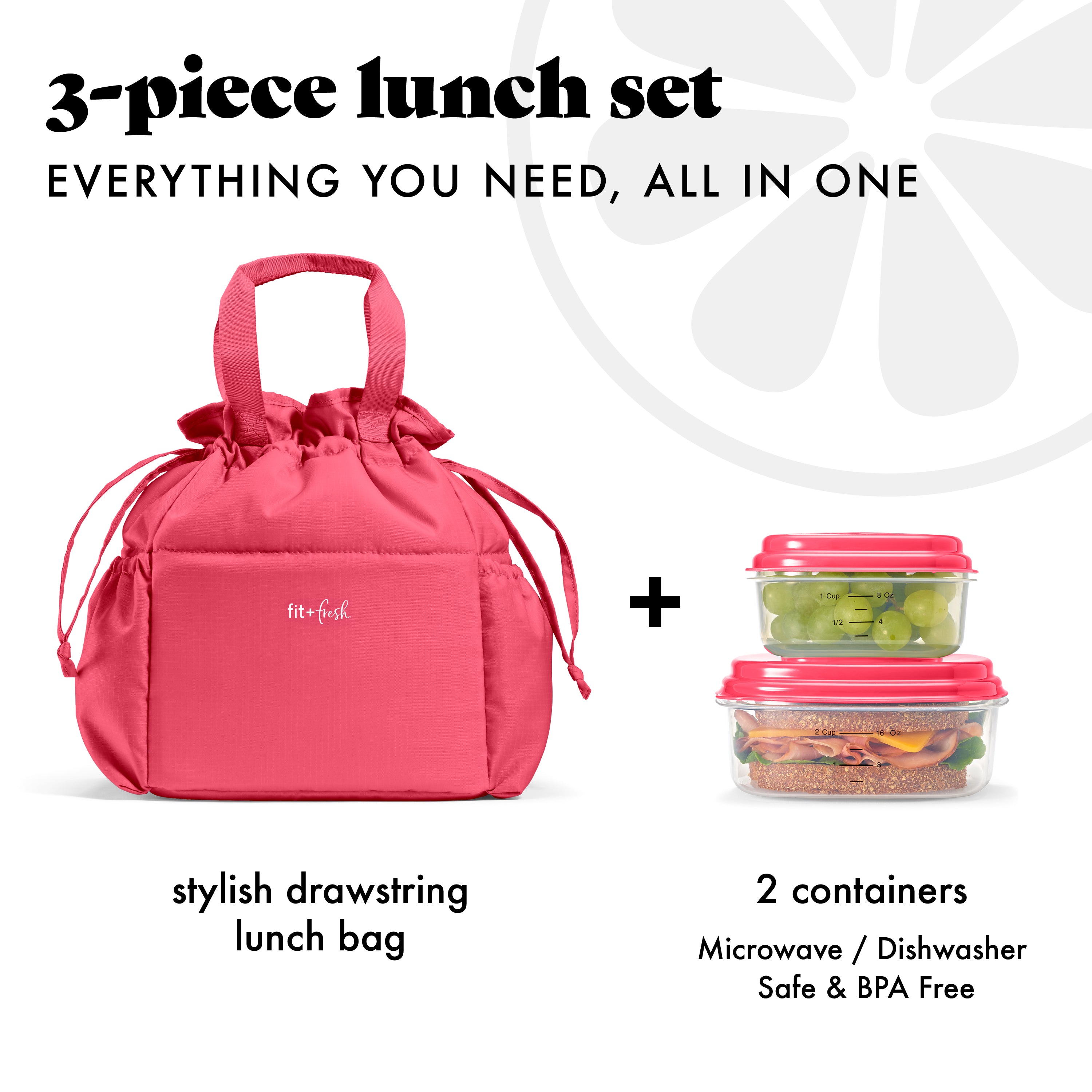 fit-fresh-cromwell-cinch-insulated-lunch-tote-with-lunch-kit-watermelon-drawstri image 2