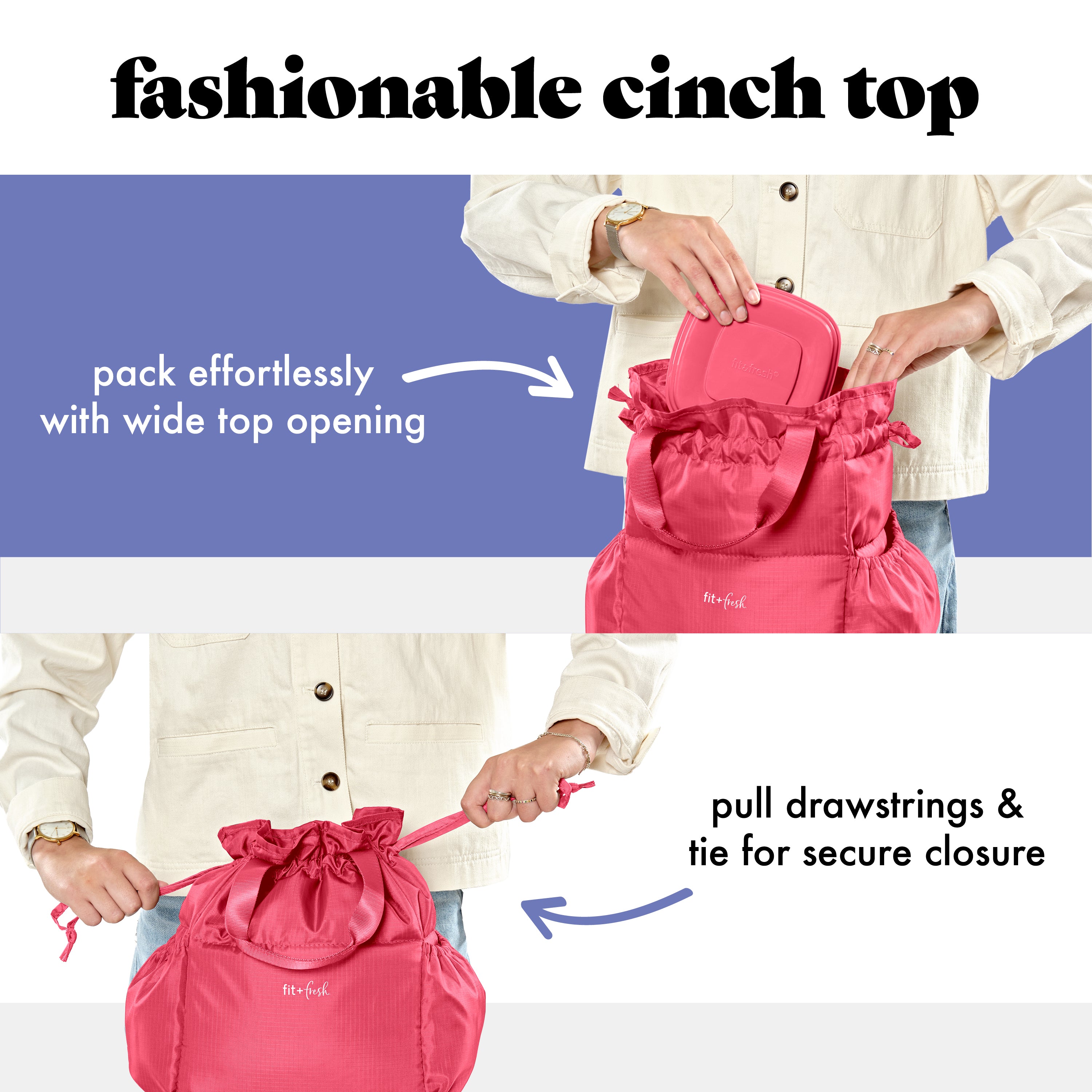 fit-fresh-cromwell-cinch-insulated-lunch-tote-with-lunch-kit-watermelon-drawstri image 3