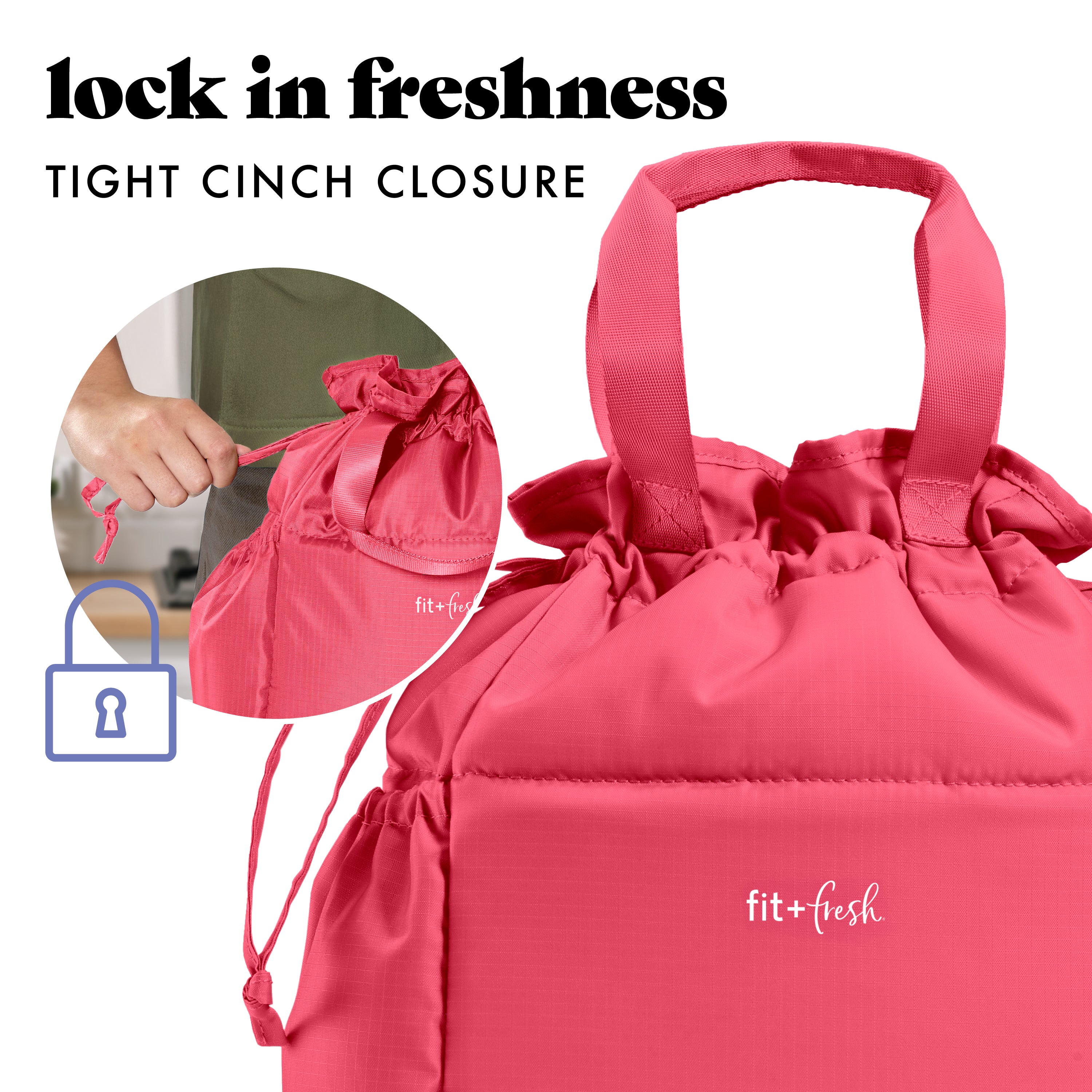 fit-fresh-cromwell-cinch-insulated-lunch-tote-with-lunch-kit-watermelon-drawstri image 5