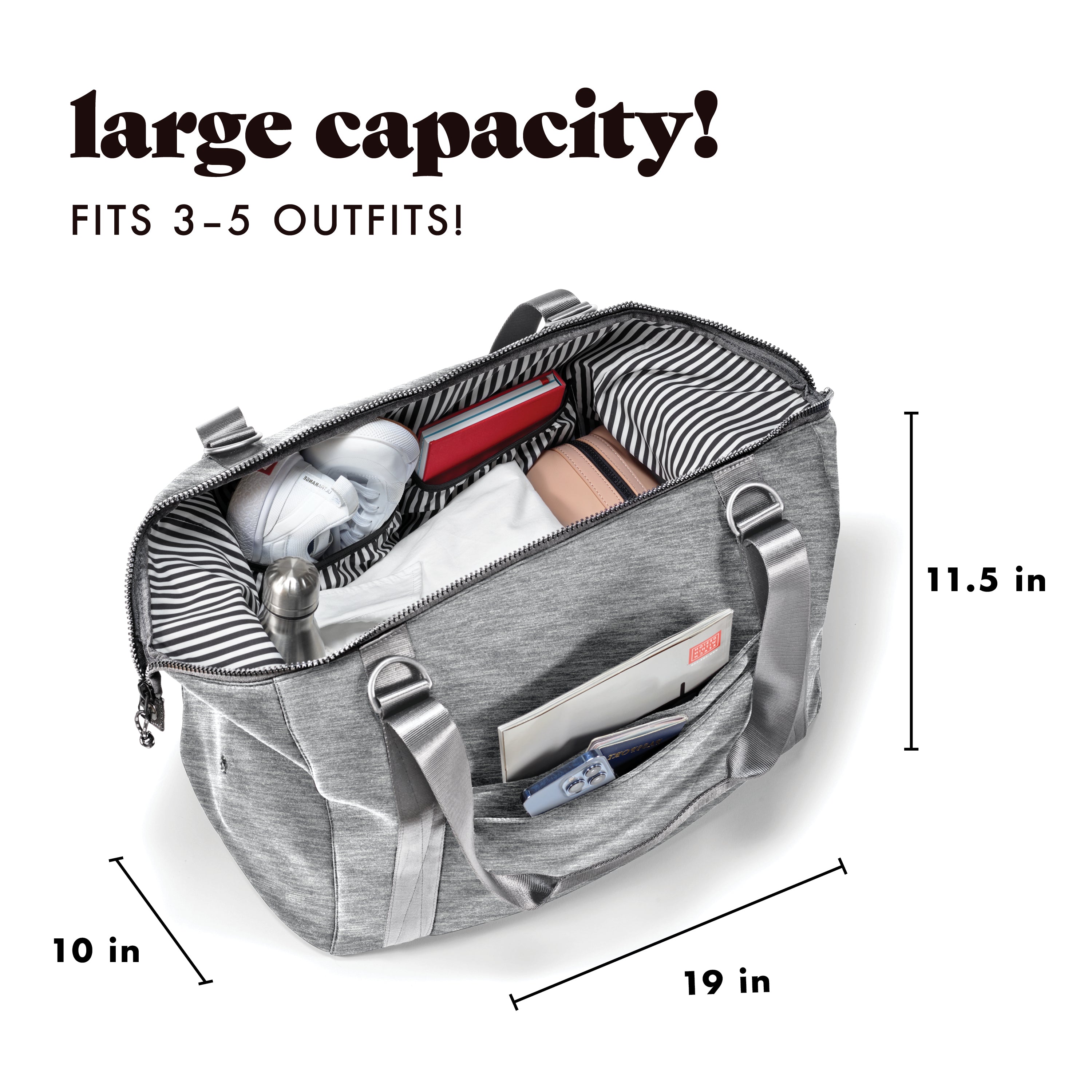 fit-fresh-neoprene-adult-travel-duffel-heather-gray-19-x-10-x-11-5-carry-on-week image 2