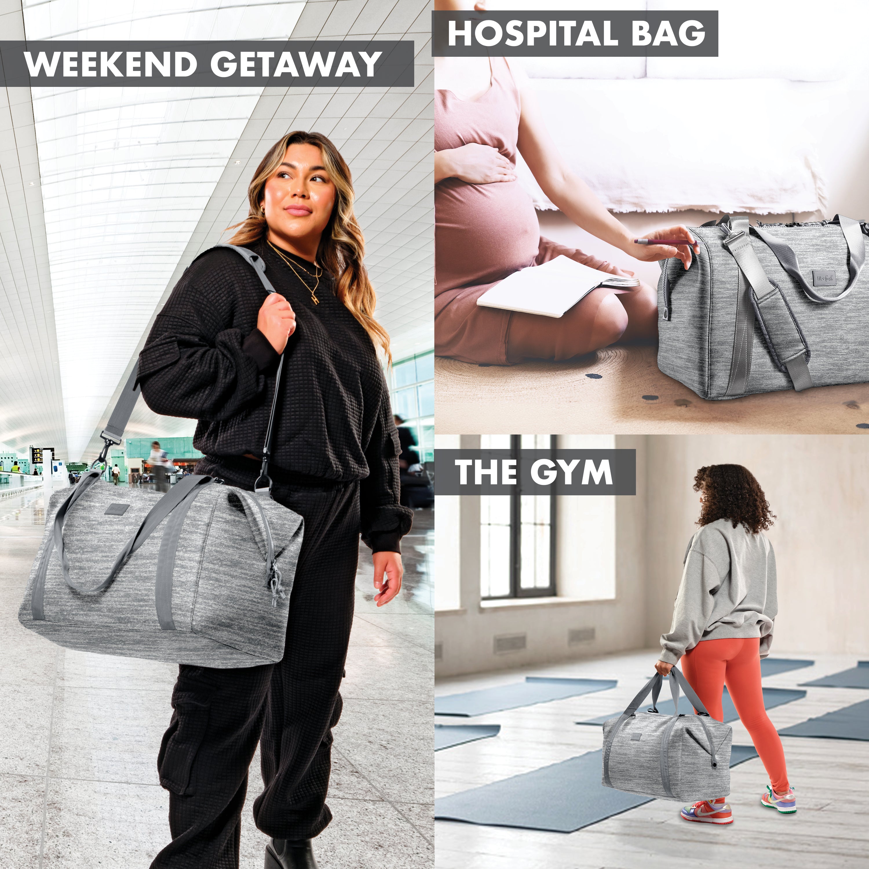 fit-fresh-neoprene-adult-travel-duffel-heather-gray-19-x-10-x-11-5-carry-on-week image 5