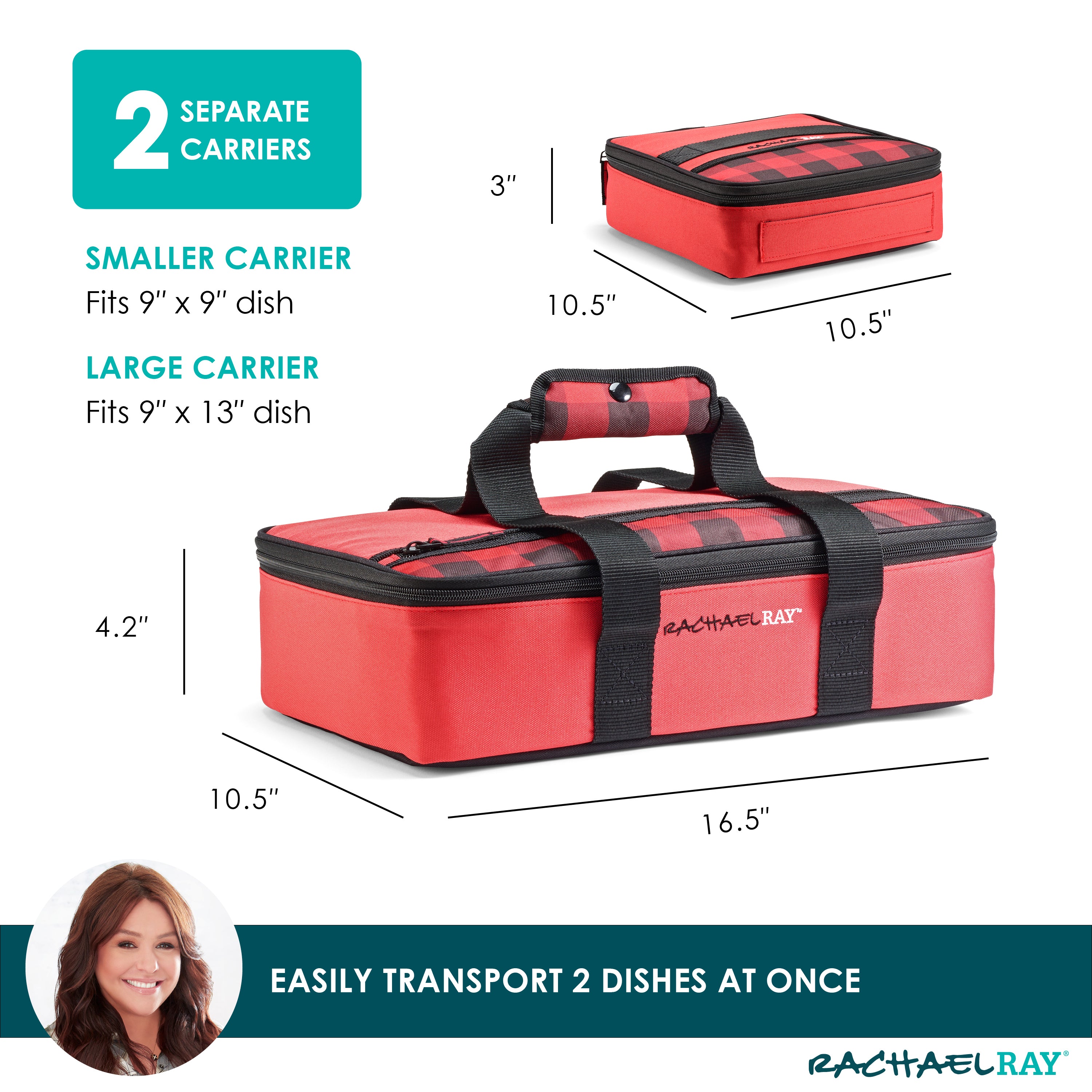 rachael-ray-lasagna-lugger-duo-insulated-casserole-carrier-set-large-9-x13-small image 2