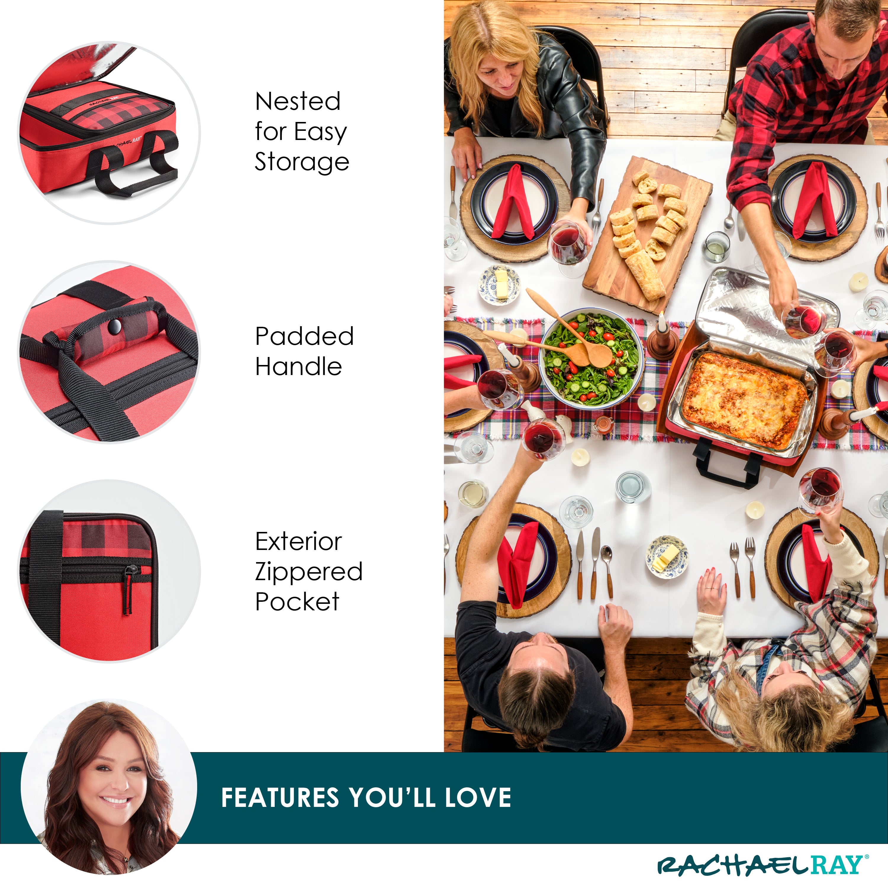 rachael-ray-lasagna-lugger-duo-insulated-casserole-carrier-set-large-9-x13-small image 5