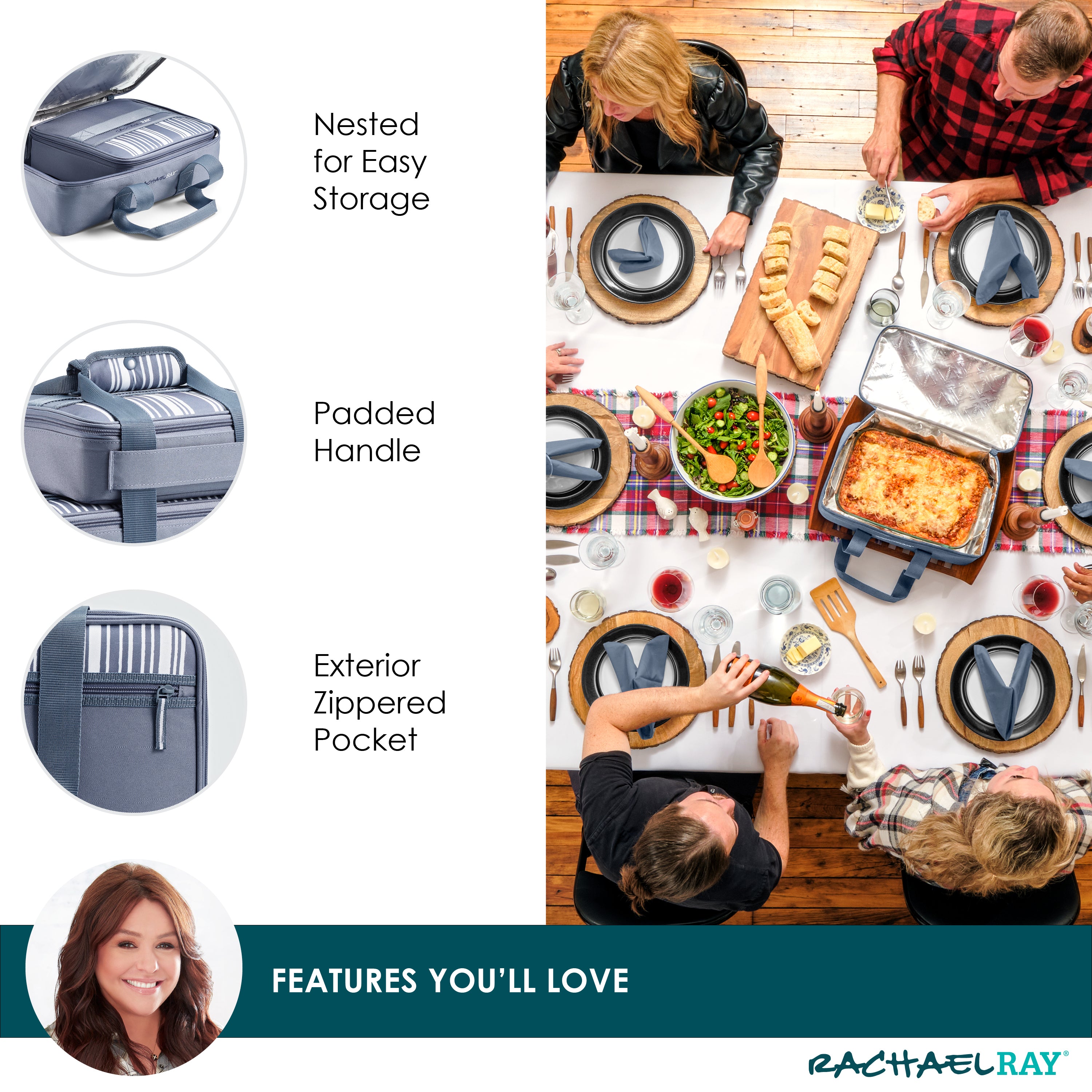 fit-fresh-rachael-ray-lasagna-lugger-duo-slate-stripe-insulated-casserole-carrie image 5