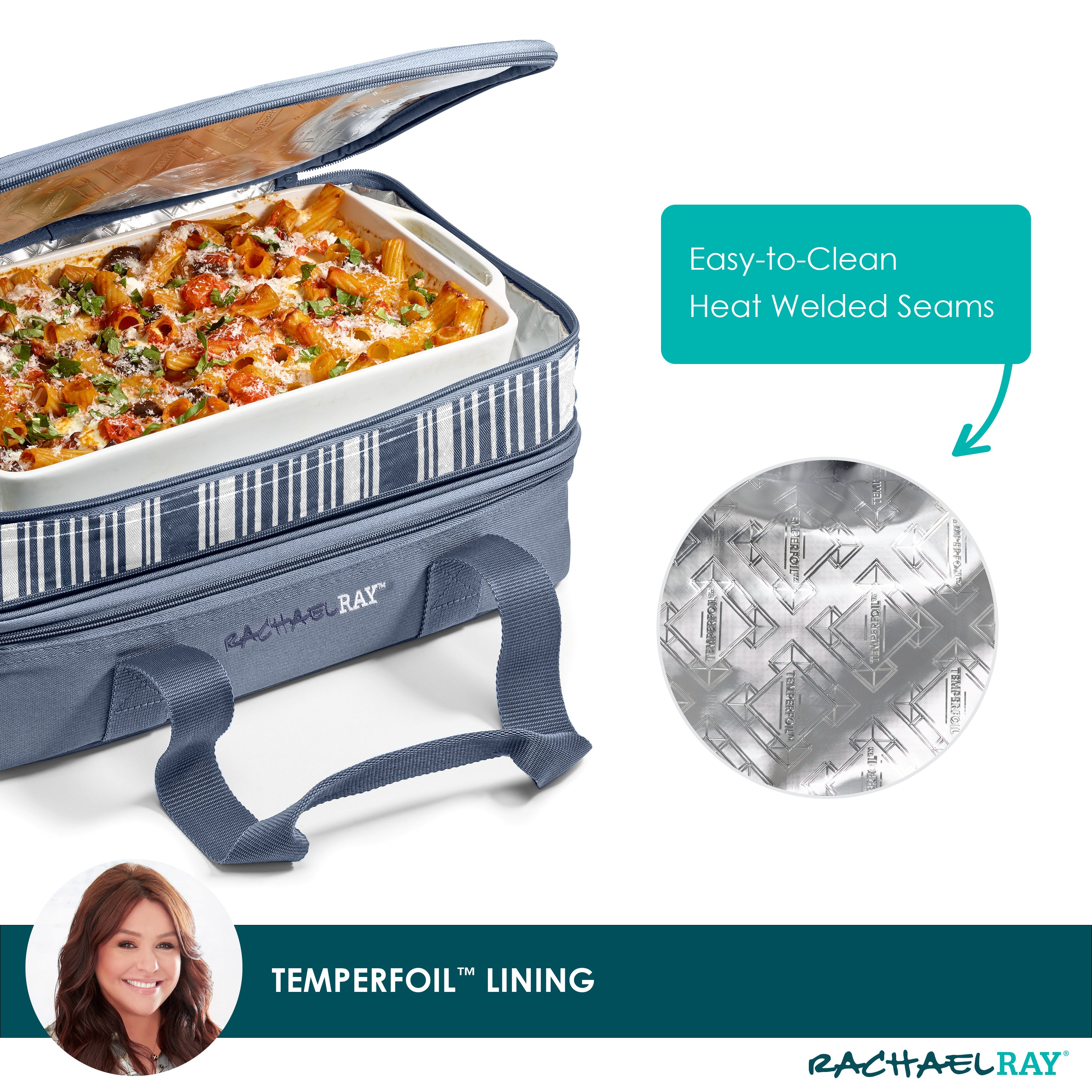 rachael-ray-expandable-lasagna-lugger-slate-stripe-insulated-expandable-casserol image 5