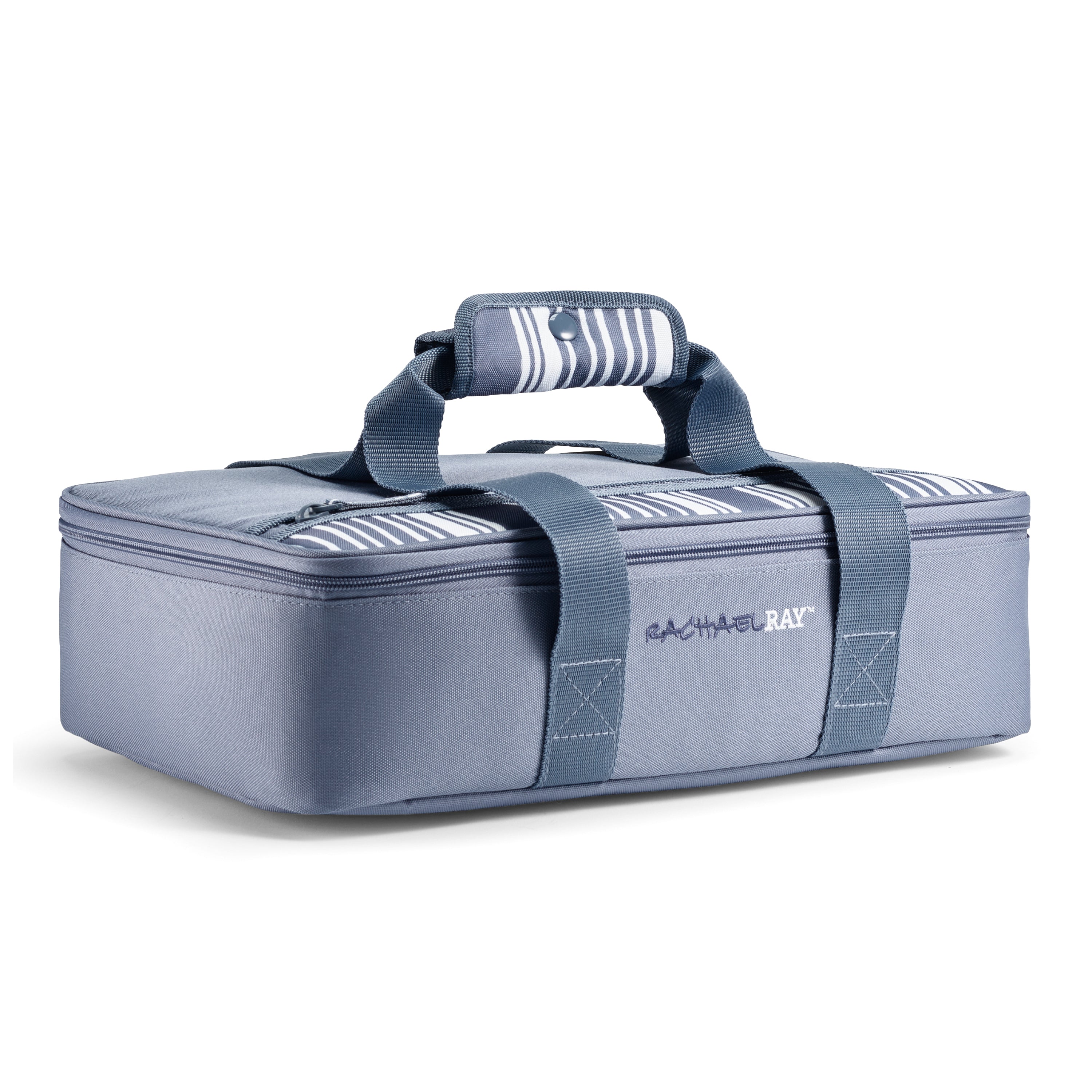 rachael-ray-by-fit-fresh-original-lasagna-lugger-slate-stripe-insulated-casserol image 1