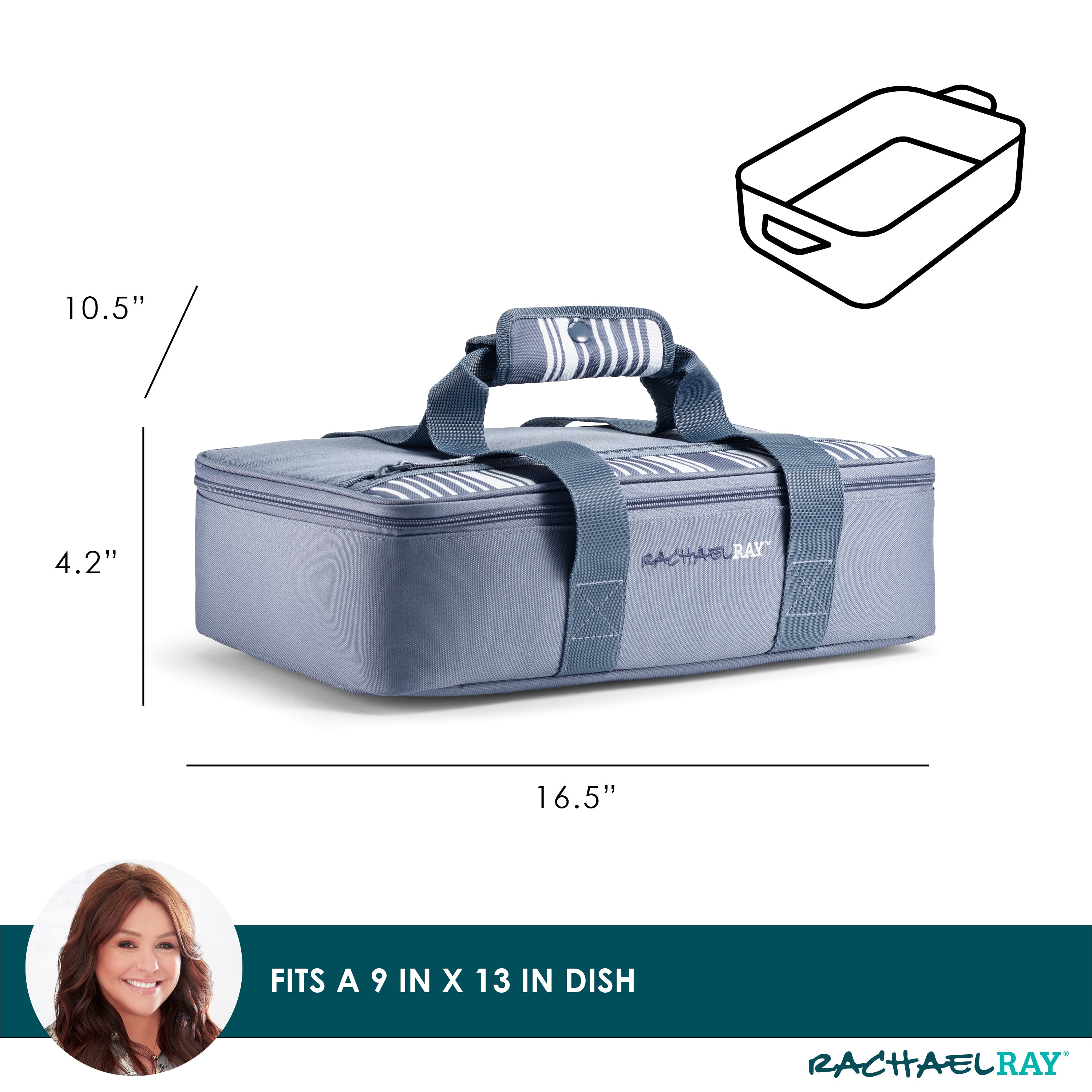rachael-ray-by-fit-fresh-original-lasagna-lugger-slate-stripe-insulated-casserol image 2