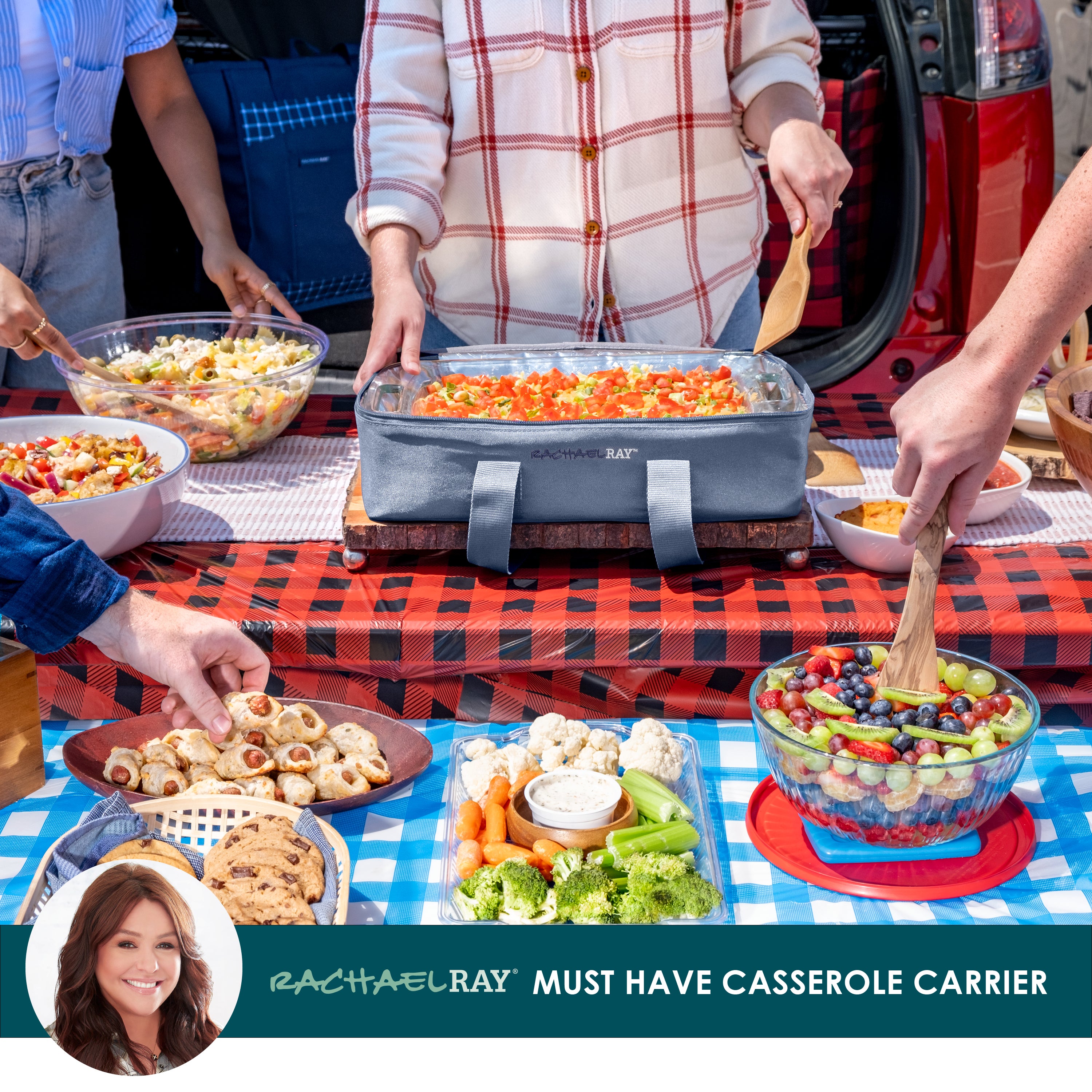 rachael-ray-by-fit-fresh-original-lasagna-lugger-slate-stripe-insulated-casserol image 6
