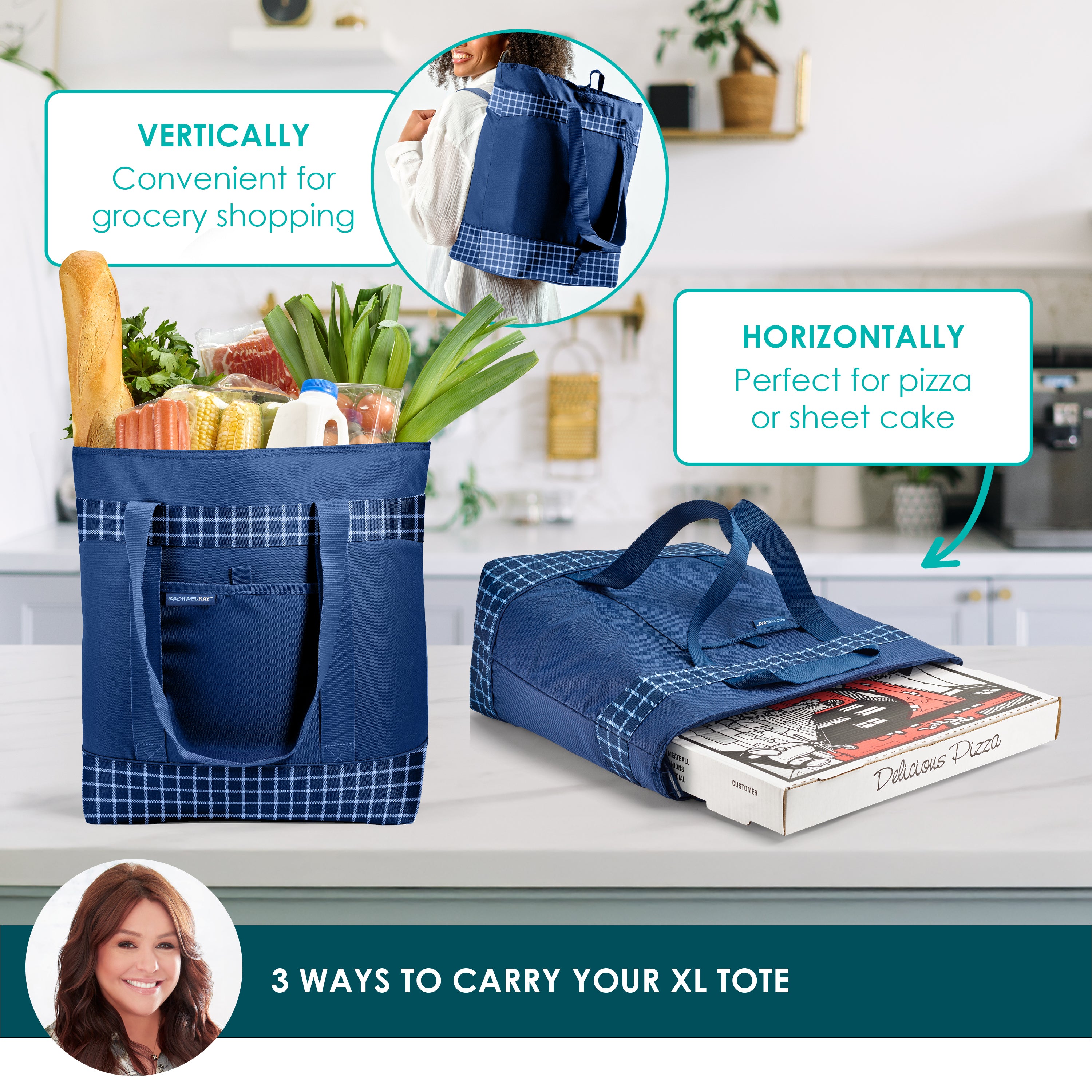 rachael-ray-jumbo-chillout-insulated-cooler-tote-bag-navy-gingham image 4