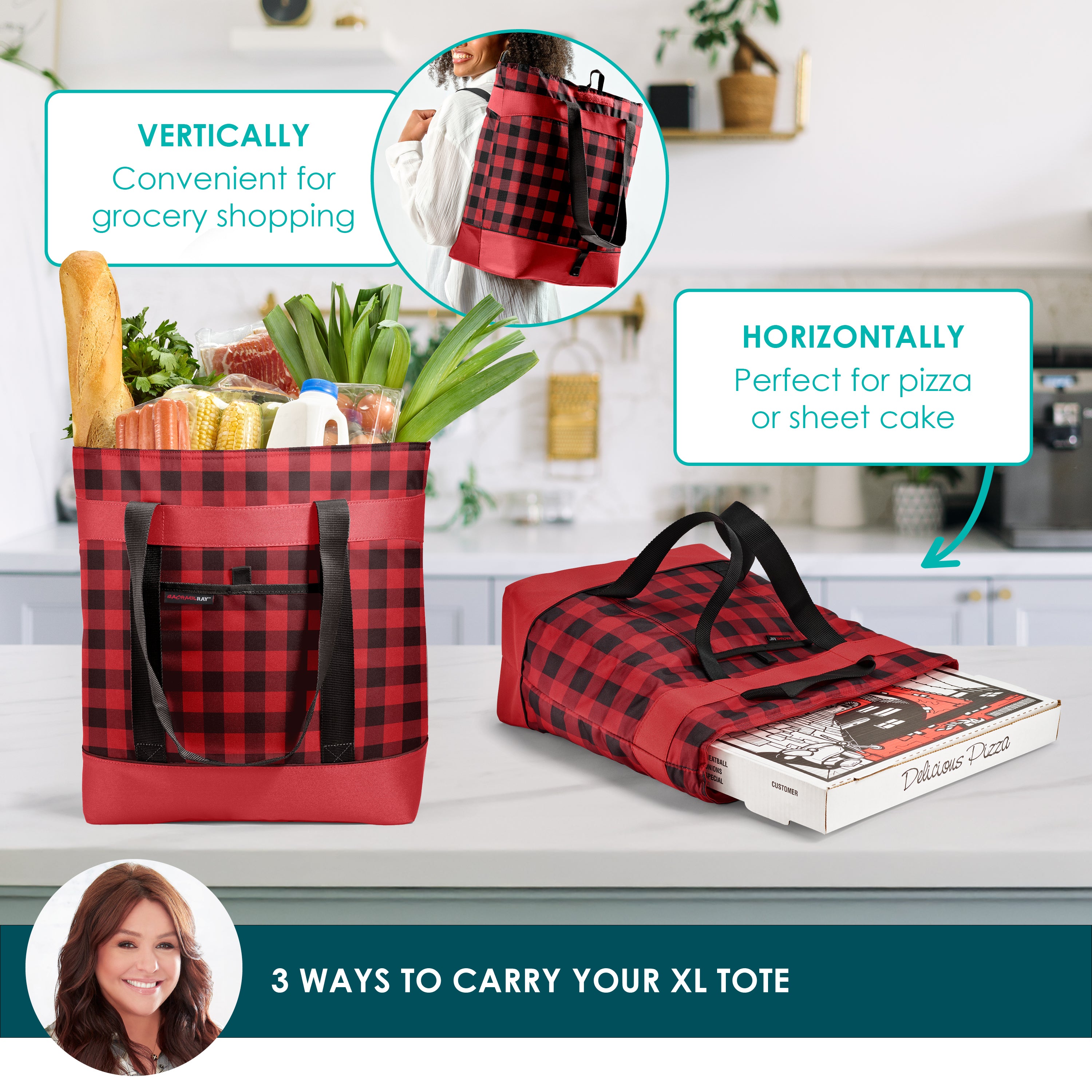 fit-fresh-rachael-ray-jumbo-chillout-cooler-tote-bag-red-buffalo-check image 4