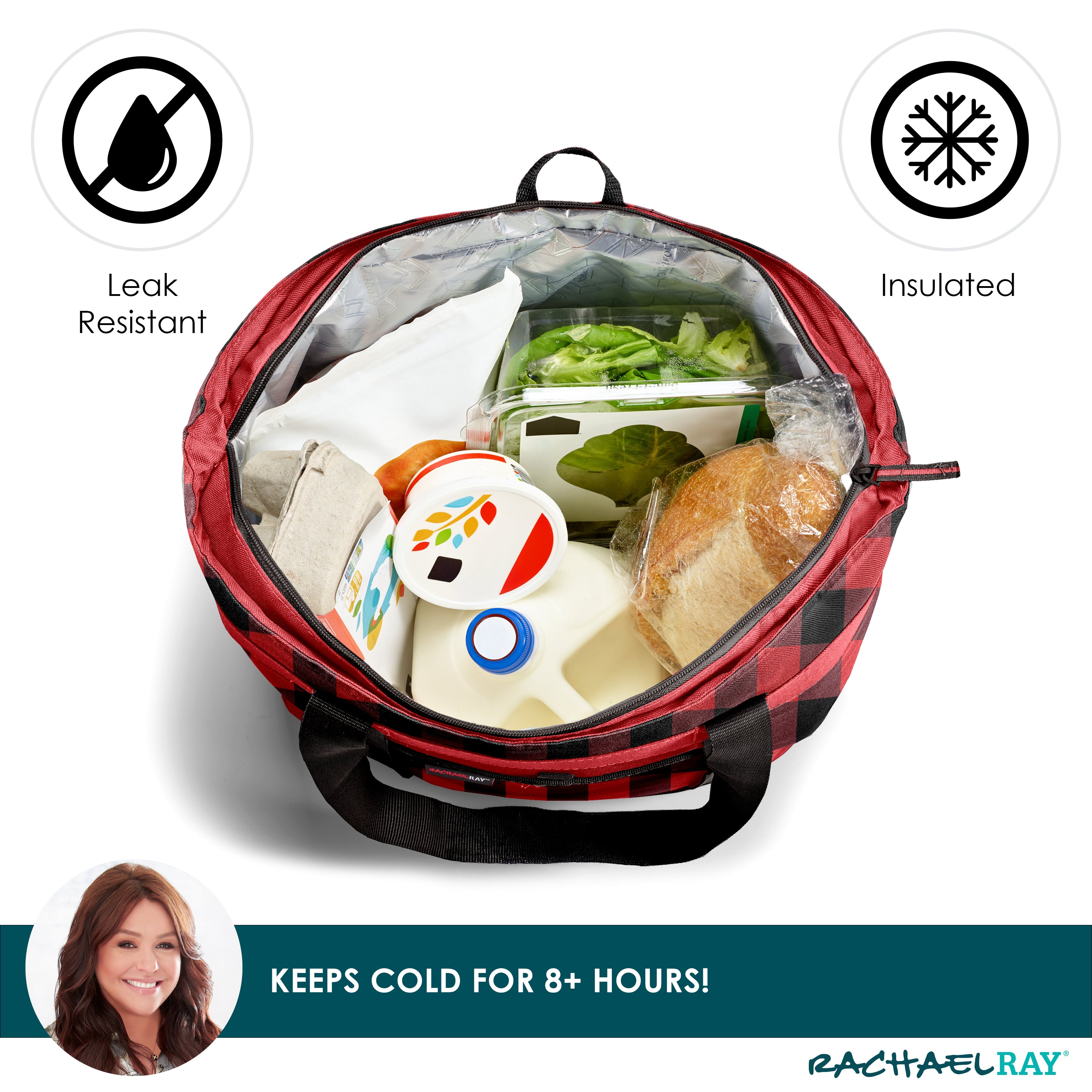 fit-fresh-rachael-ray-jumbo-chillout-cooler-tote-bag-red-buffalo-check image 5