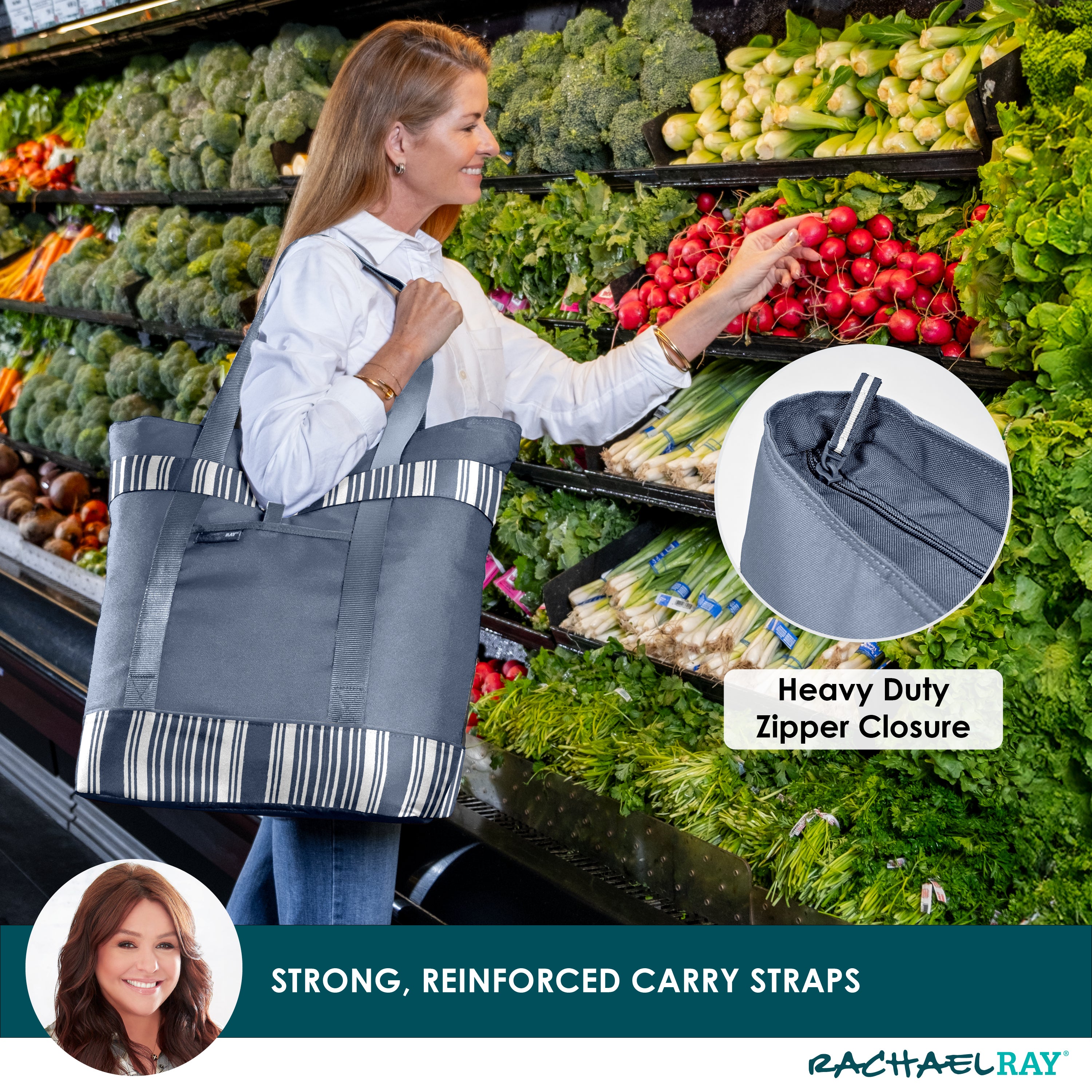 rachael-ray-jumbo-chillout-insulated-cooler-tote-bag-slate-stripe-triple-tek-the image 3