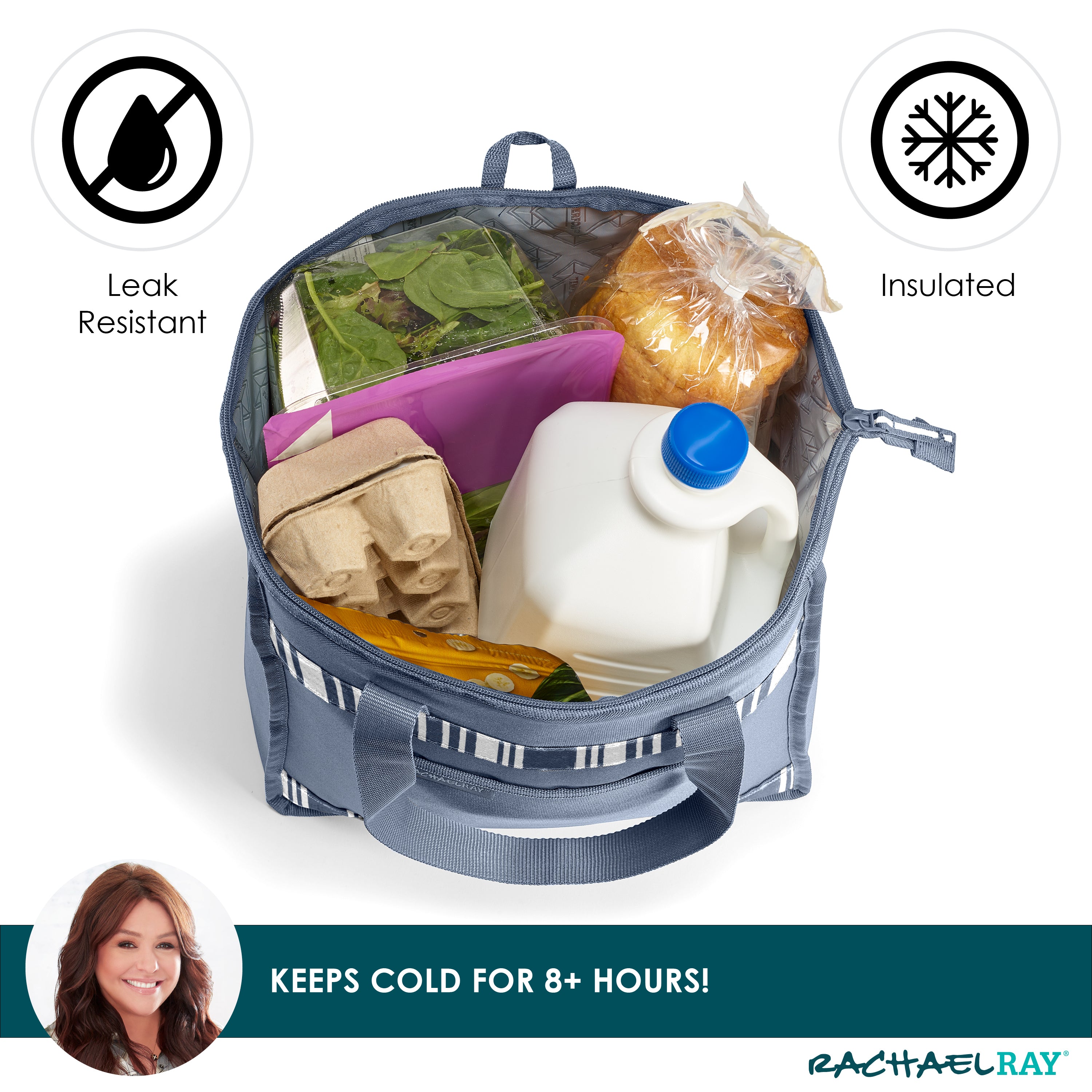 rachael-ray-chillout-insulated-cooler-tote-bag-slate-stripe-triple-tek-thermal-c image 4