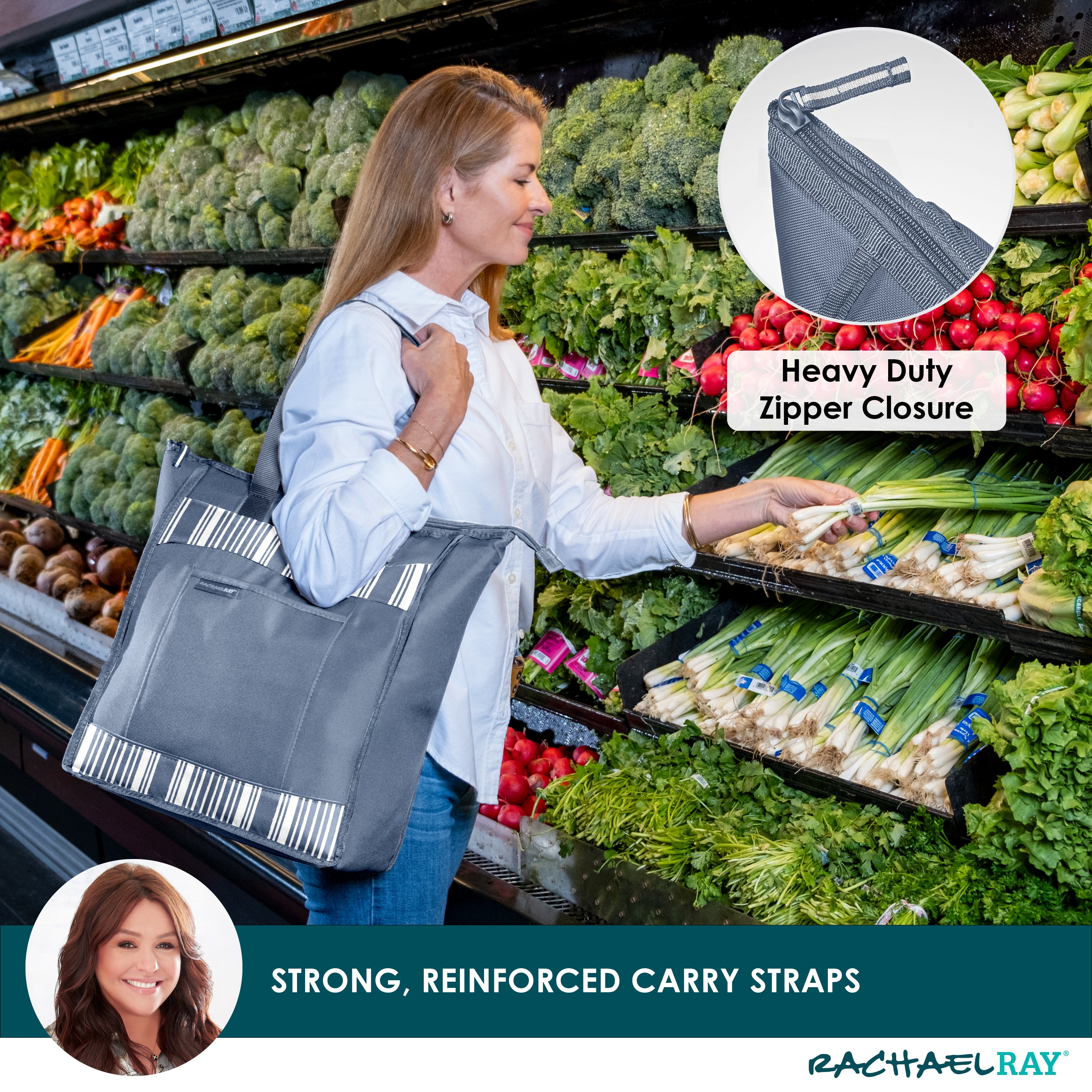rachael-ray-chillout-insulated-cooler-tote-bag-slate-stripe-triple-tek-thermal-c image 3
