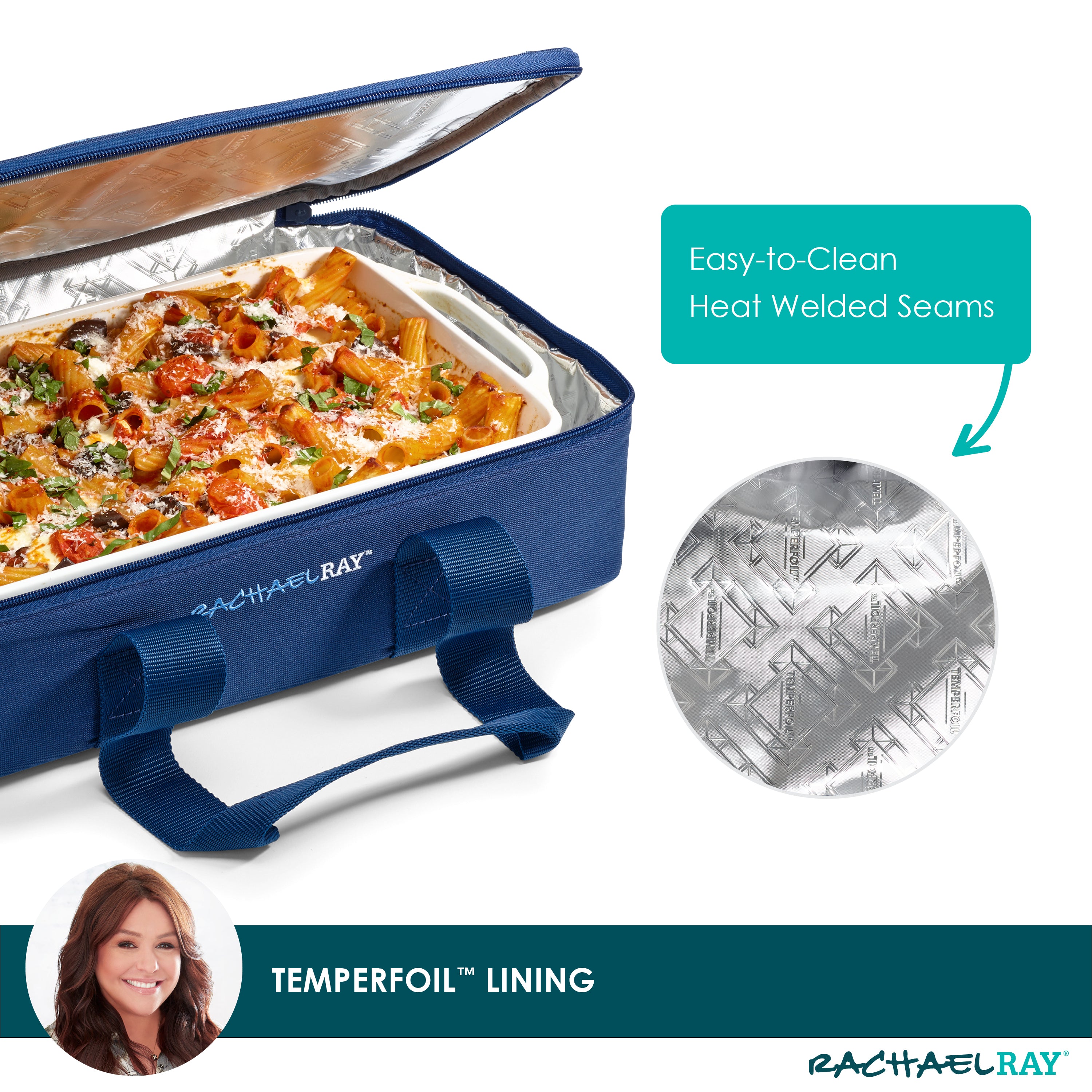 fit-fresh-rachael-ray-lasagna-lugger-duo-navy-gingham-insulated-casserole-carrie image 6