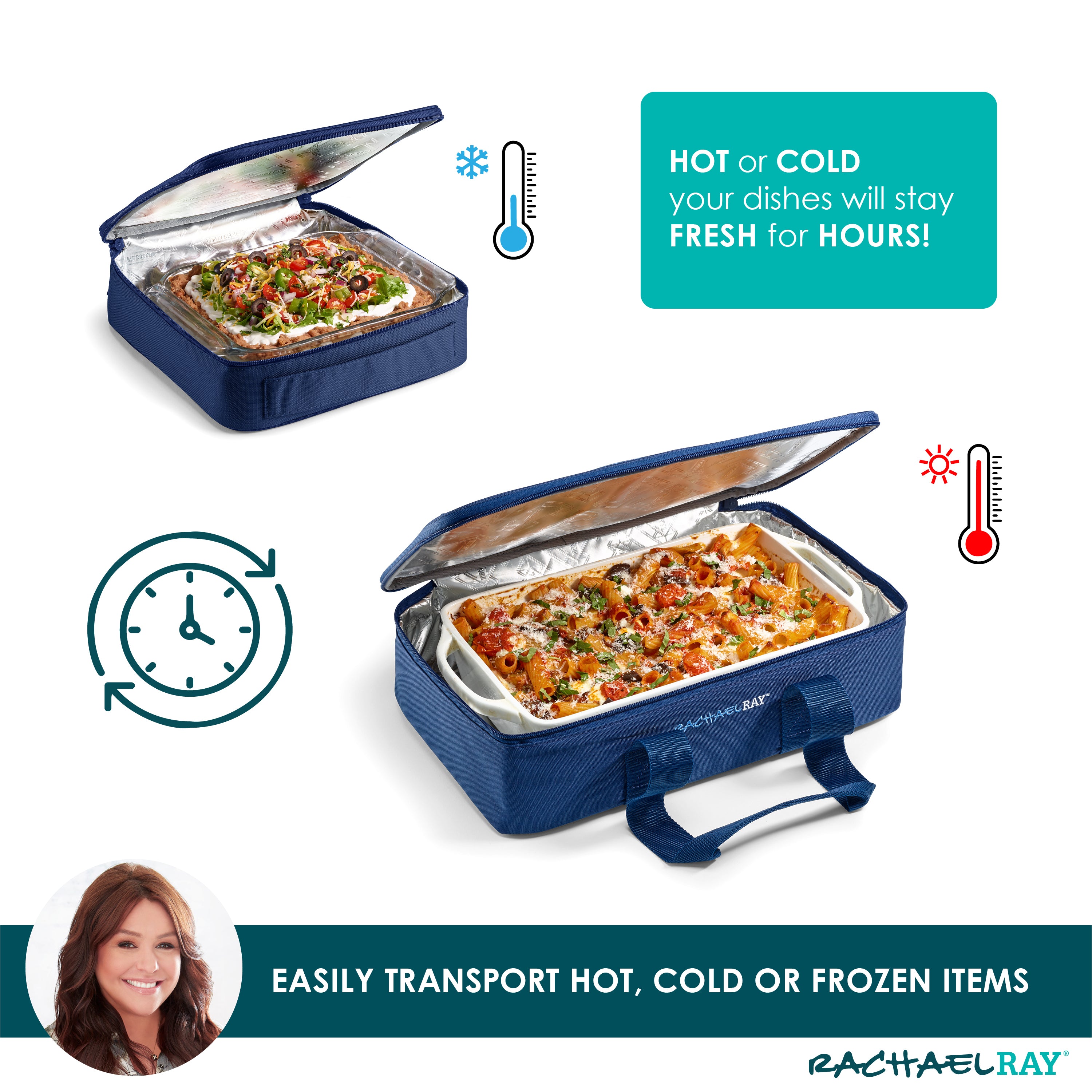 fit-fresh-rachael-ray-lasagna-lugger-duo-navy-gingham-insulated-casserole-carrie image 3