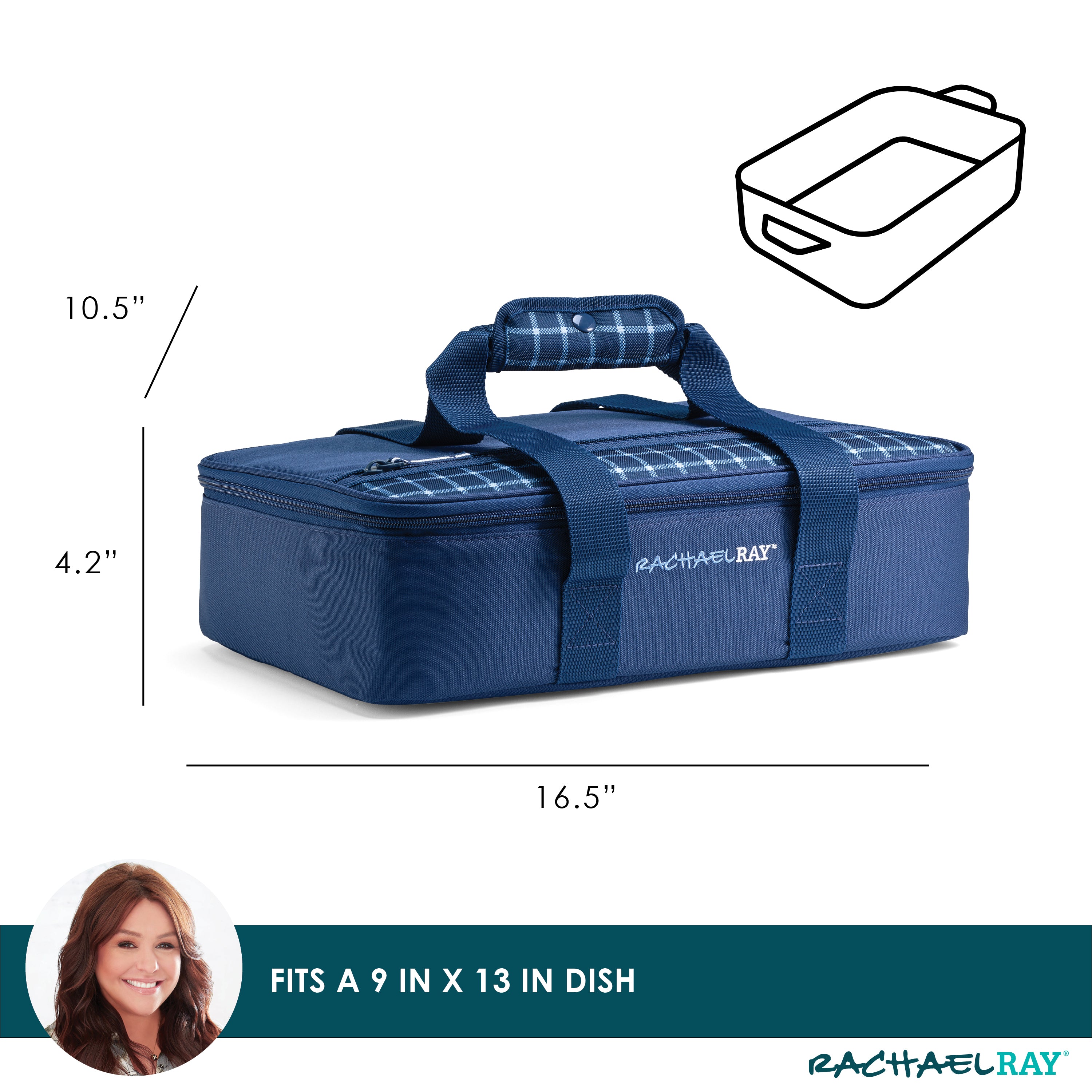 rachael-ray-original-lasagna-lugger-navy-gingham-insulated-casserole-carrier-for image 2
