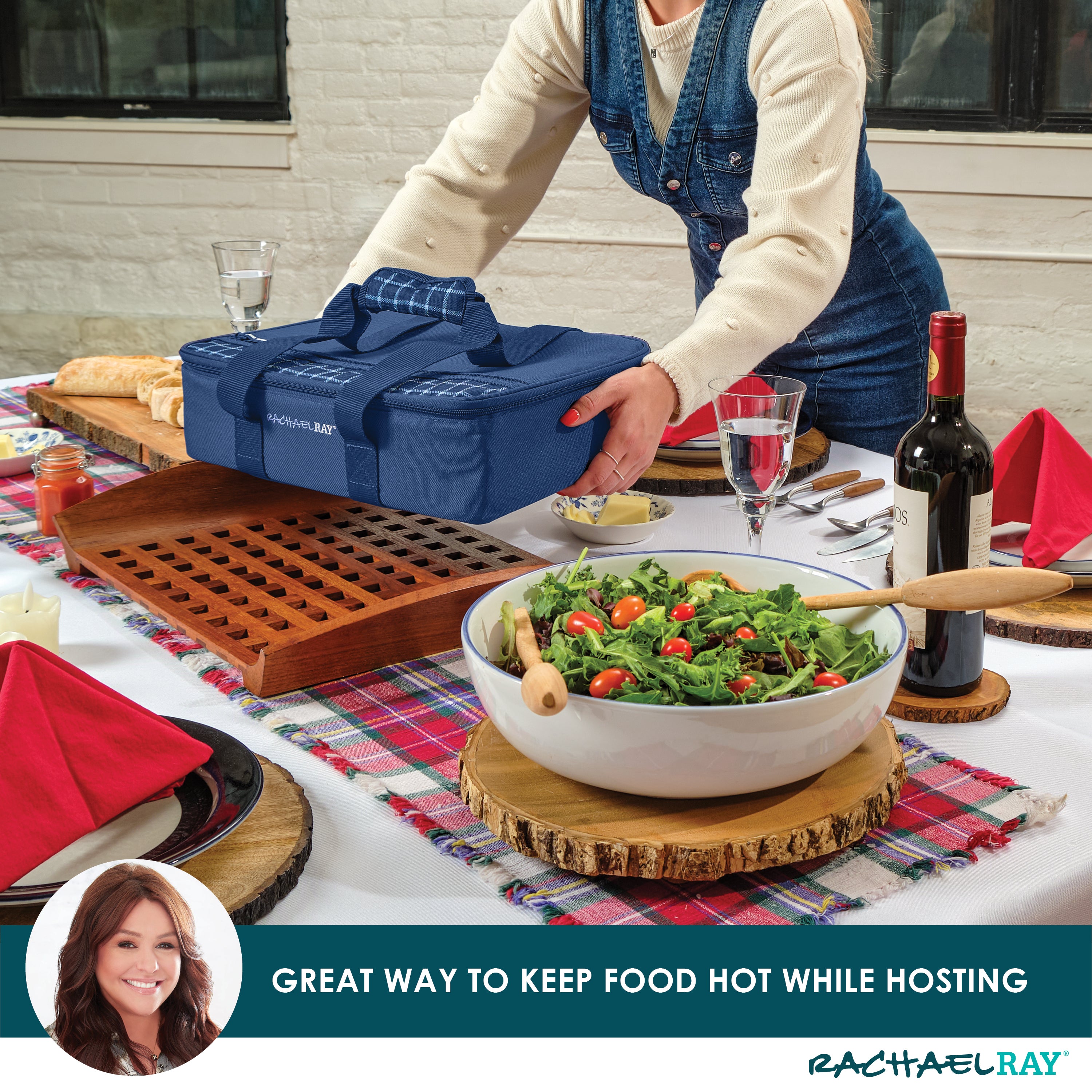 rachael-ray-original-lasagna-lugger-navy-gingham-insulated-casserole-carrier-for image 4