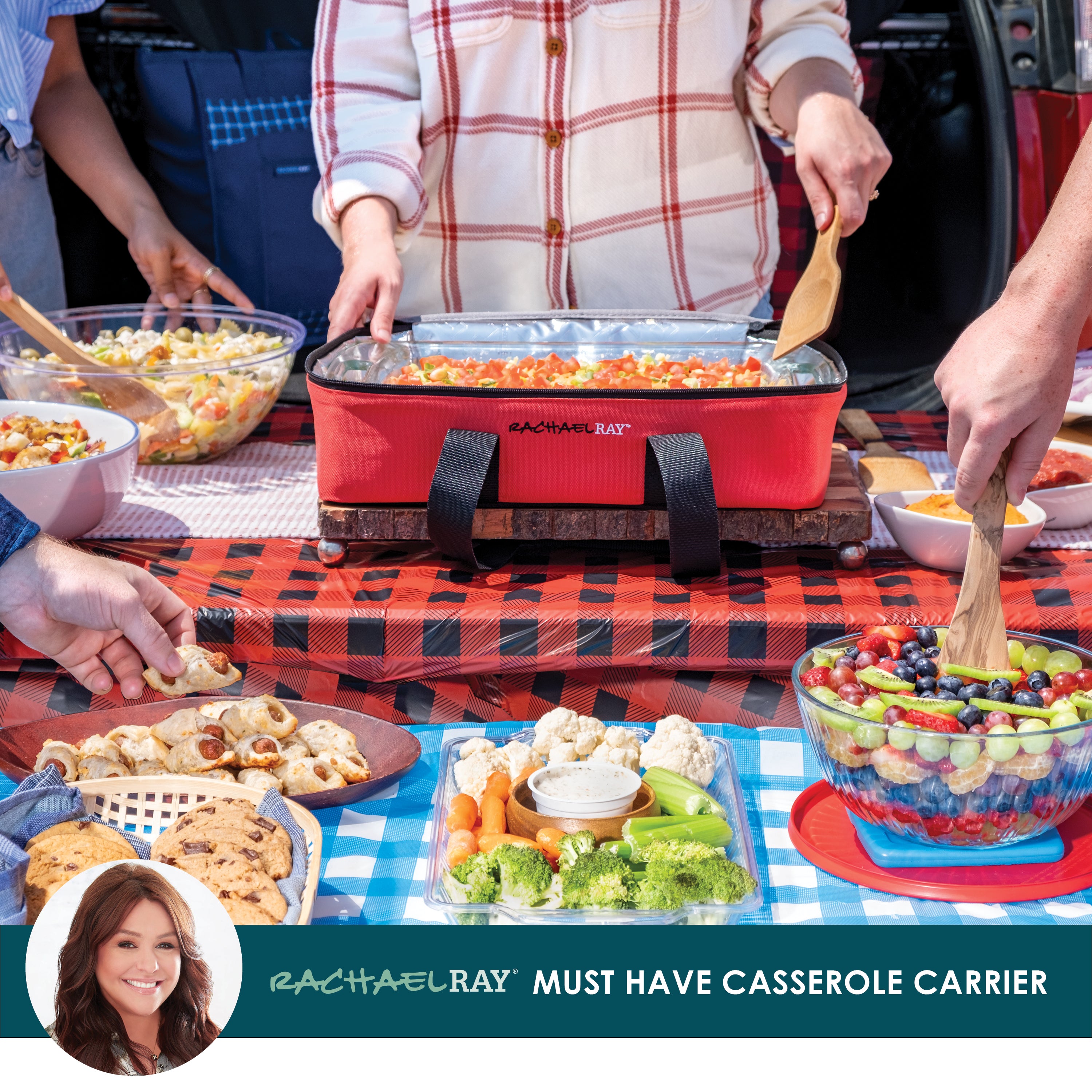 rachael-ray-by-fit-fresh-original-lasagna-lugger-red-buffalo-check-casserole-car image 6